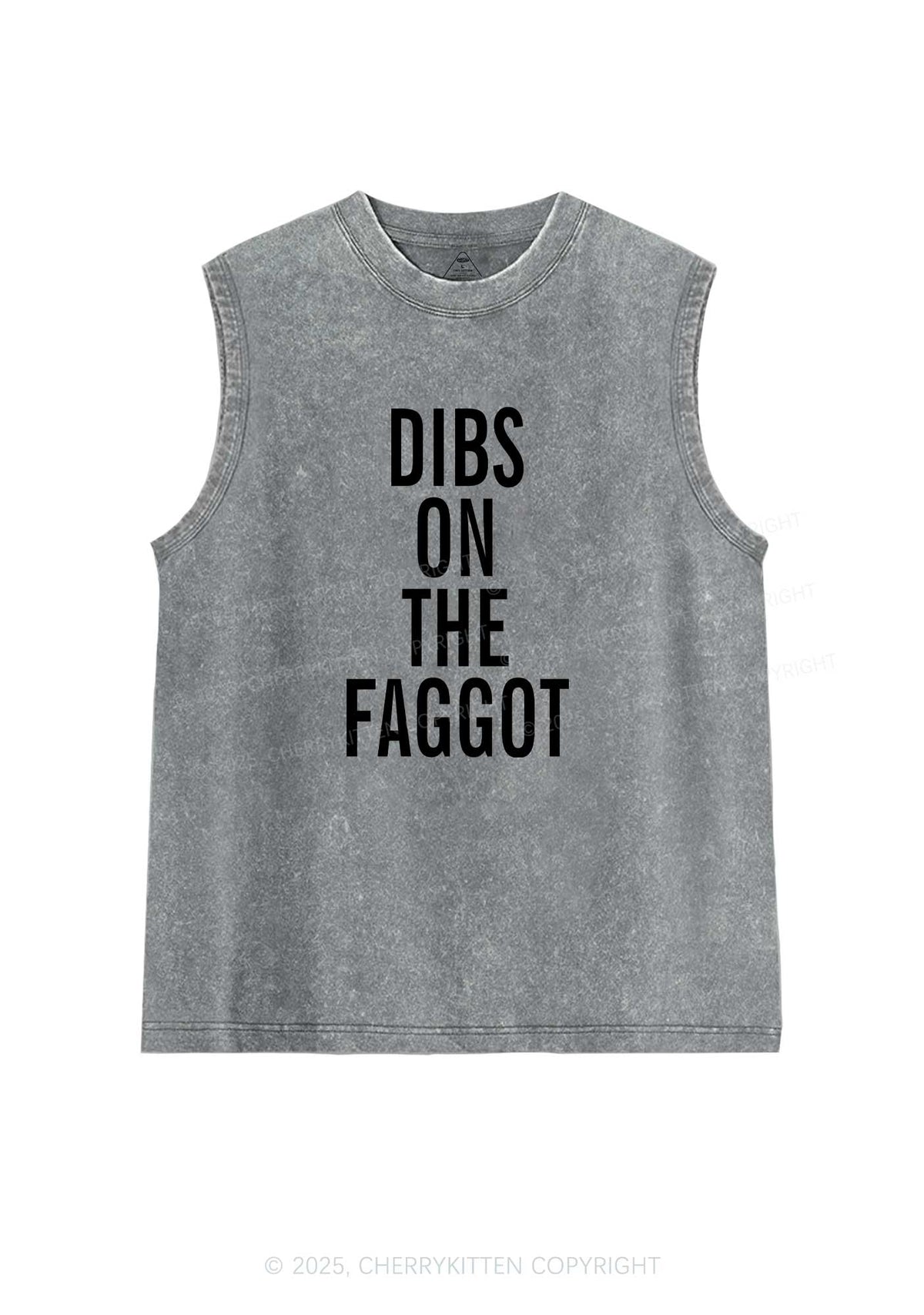 Dibs On The Faggot Pride Y2K Washed Muscle Tank Cherrykitten