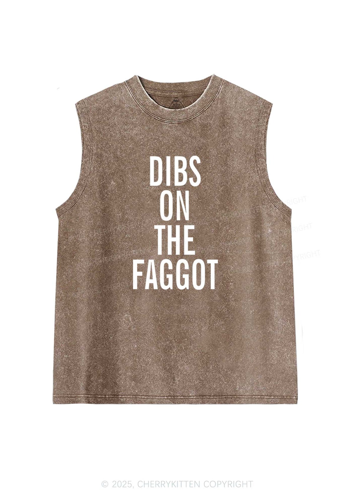 Dibs On The Faggot Pride Y2K Washed Muscle Tank Cherrykitten