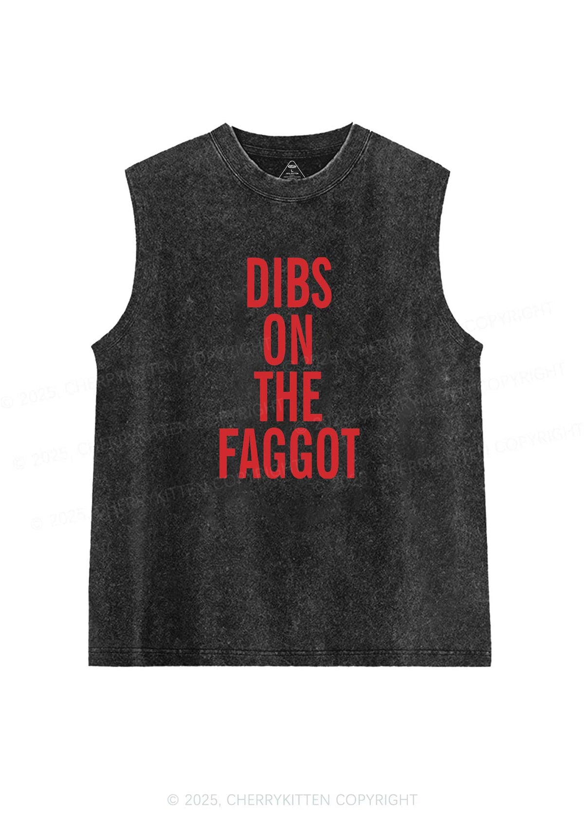 Dibs On The Faggot Pride Y2K Washed Muscle Tank Cherrykitten