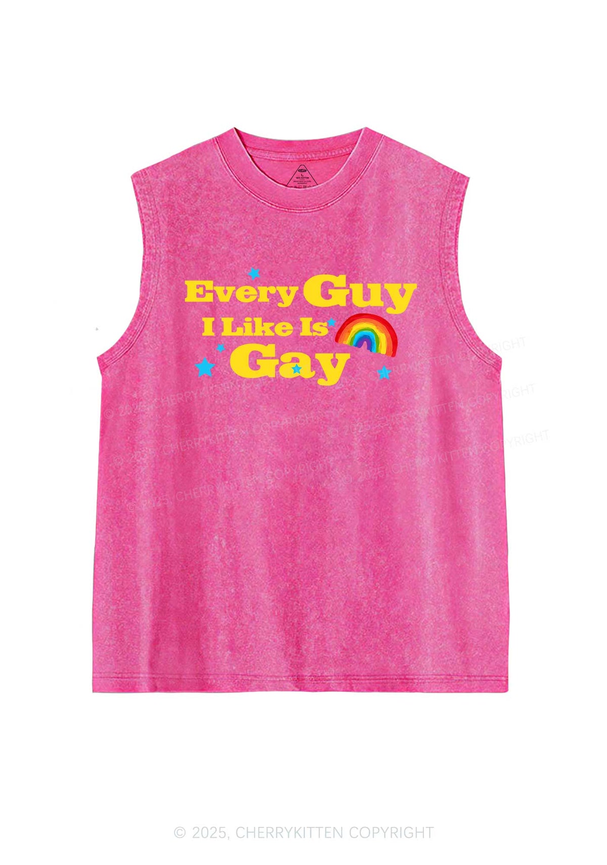 I Like Gay Pride Y2K Washed Muscle Tank Cherrykitten