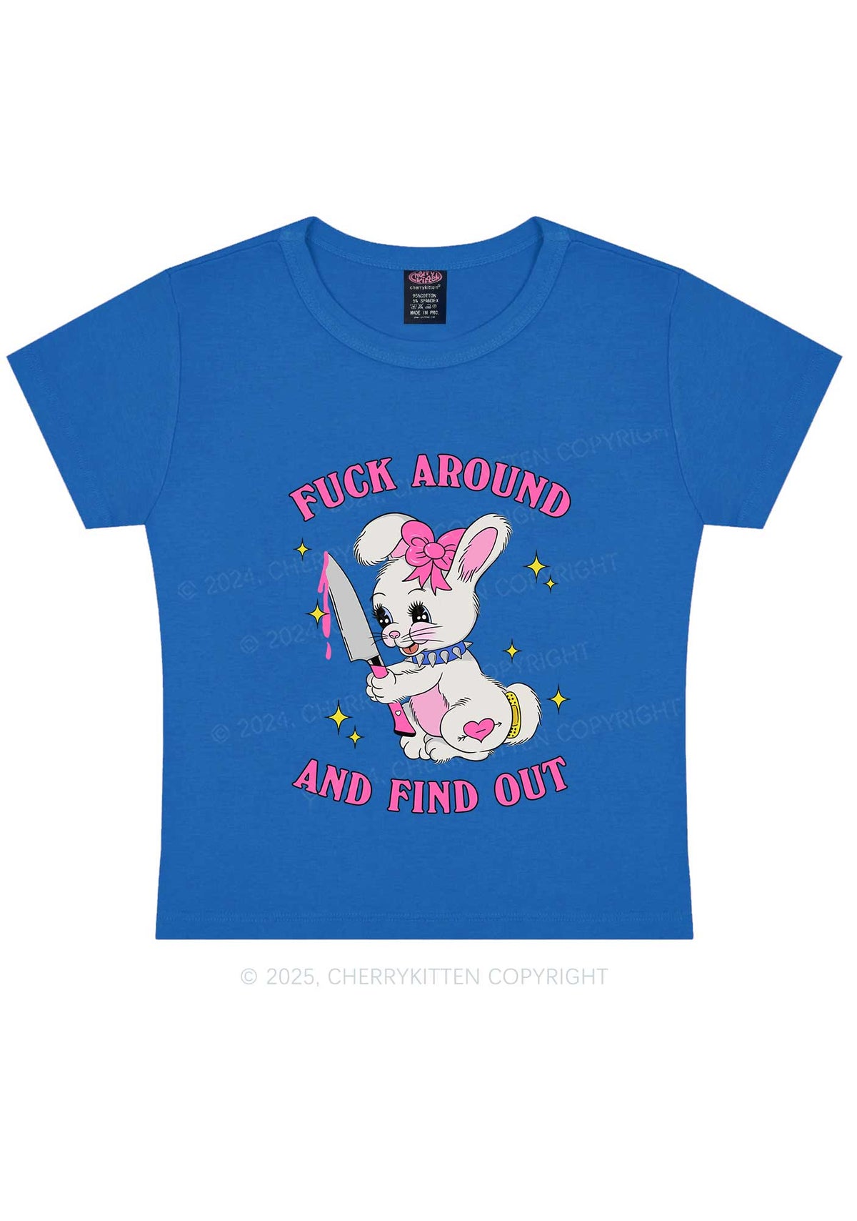 Fxxk Around Bunny Y2K Baby Tee Cherrykitten