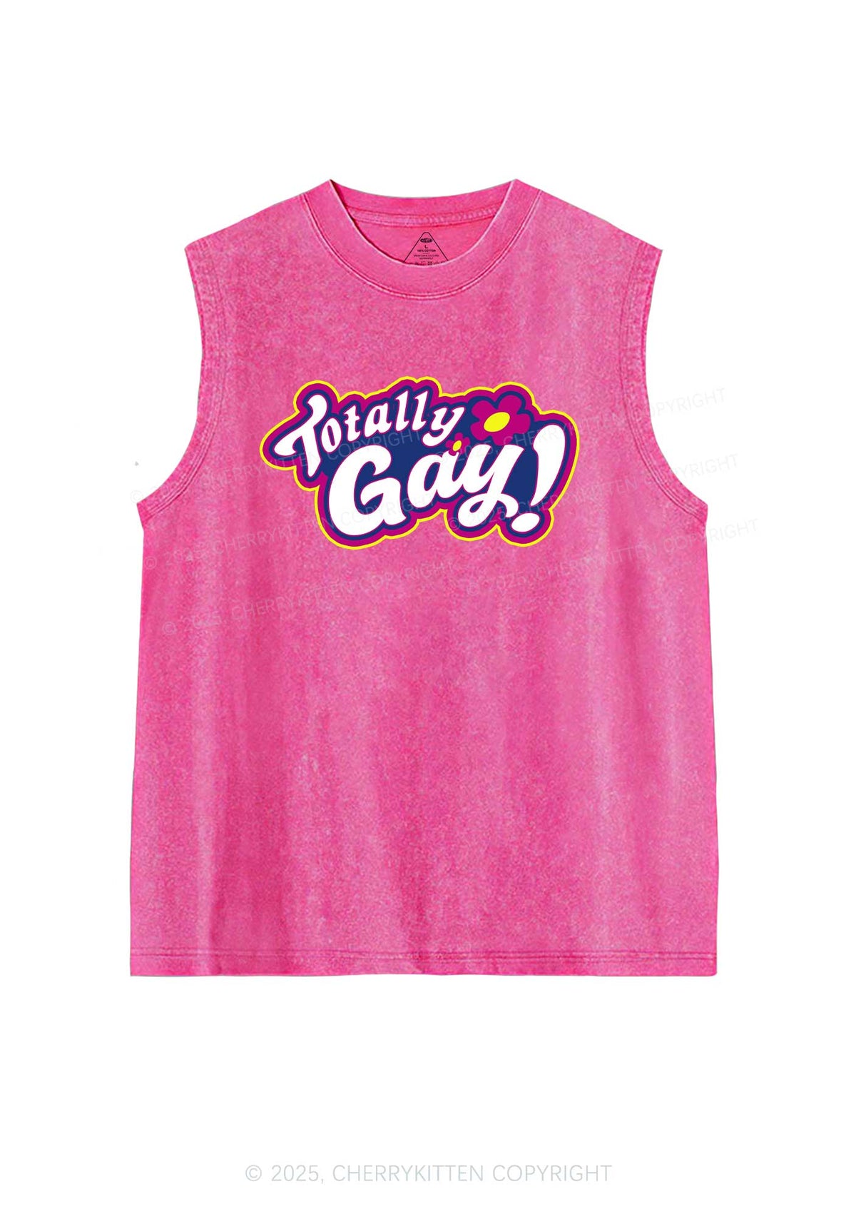 Totally Gay Pride Y2K Washed Muscle Tank Cherrykitten