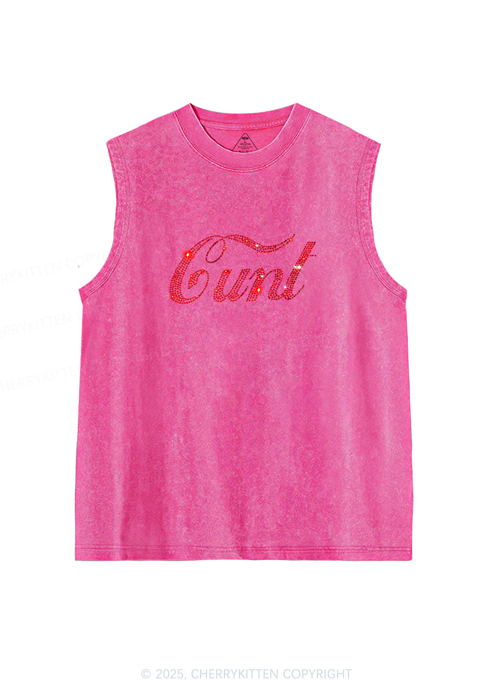 Rhinestone Special Cxxt Y2K Washed Muscle Tank Cherrykitten
