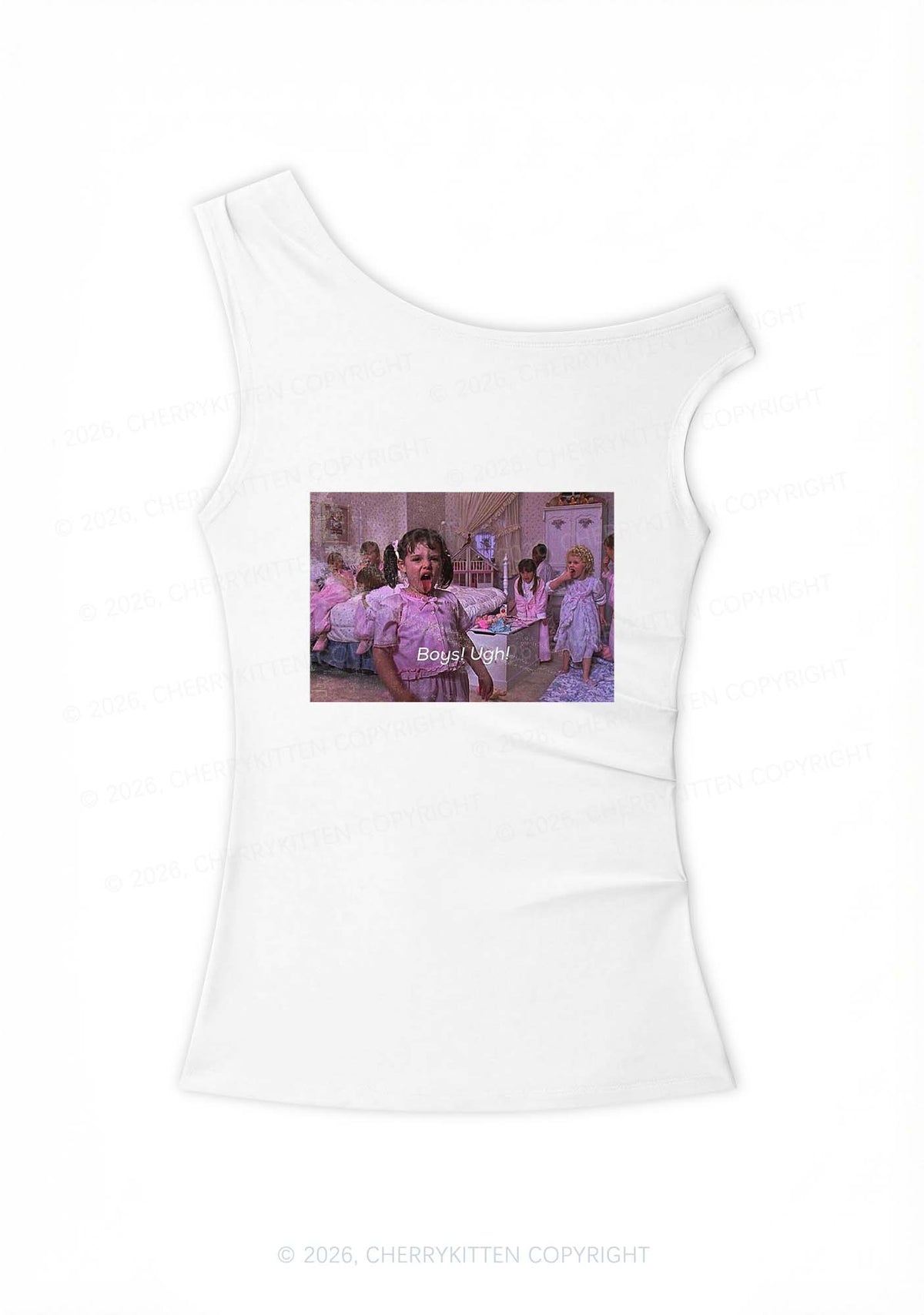 Boys Ugh Y2K Off Shoulder Tank Top Cherrykitten