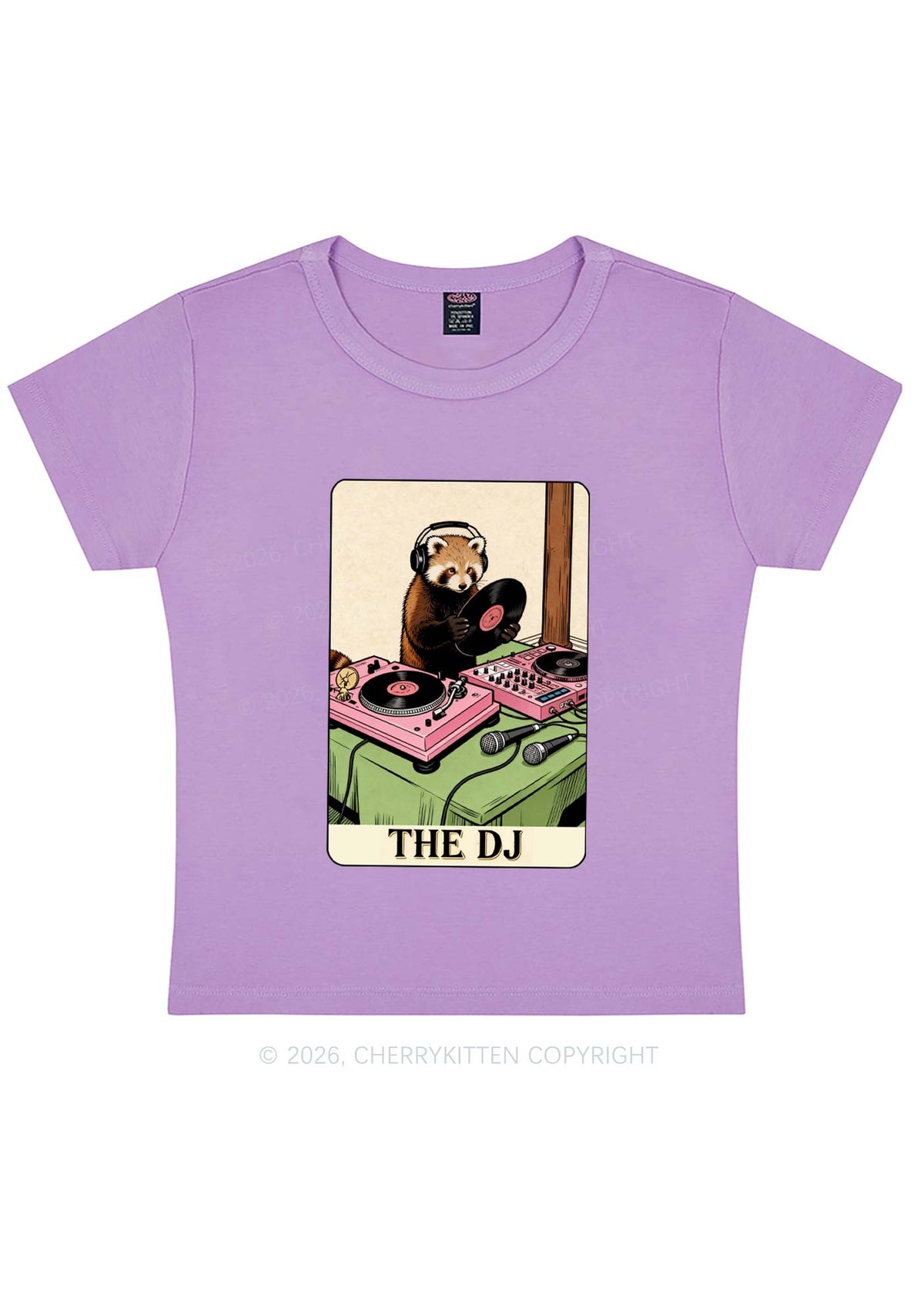 The DJ Raccoon Y2K Baby Tee Cherrykitten