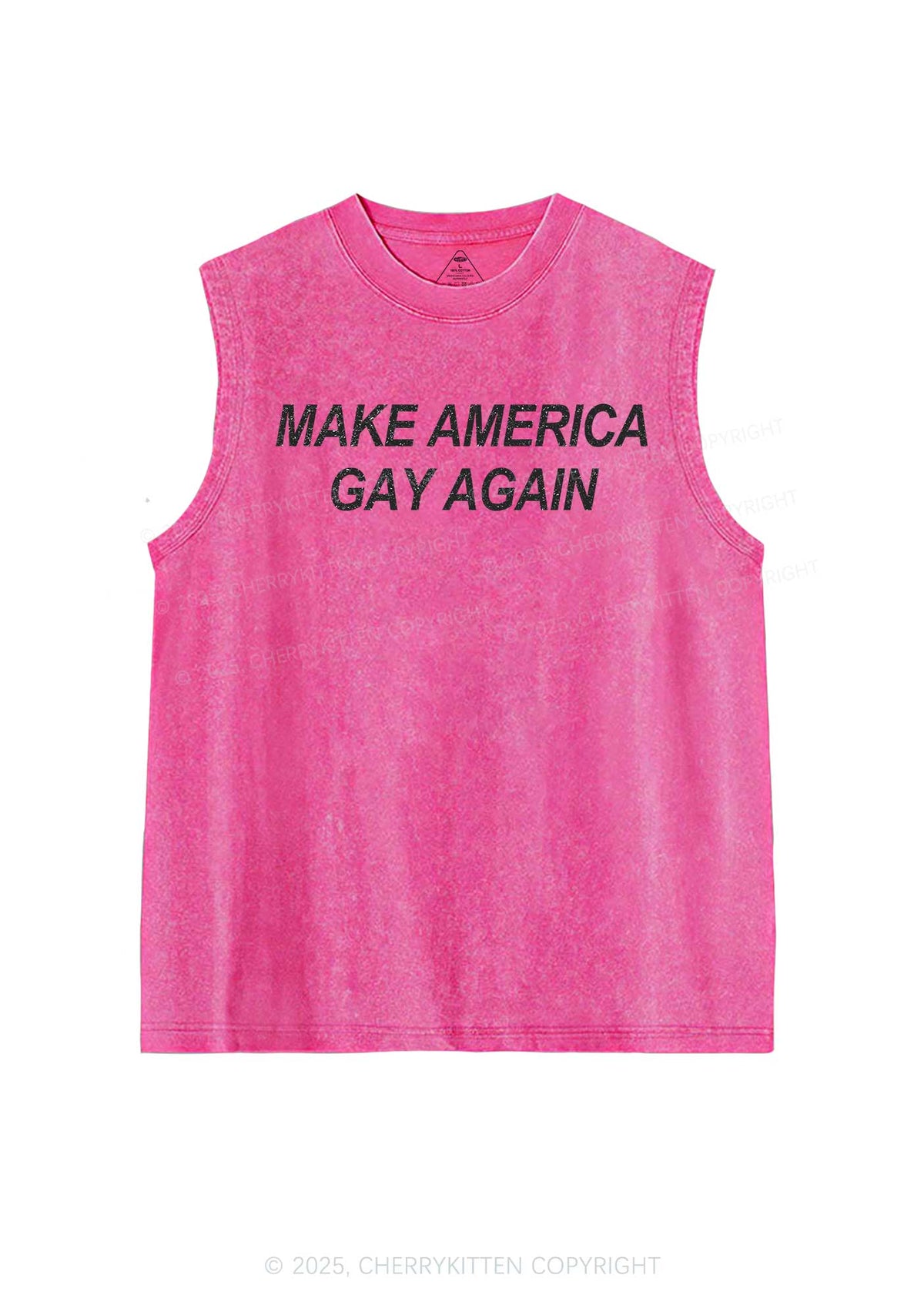 Make America Gay Again Pride Y2K Washed Muscle Tank Cherrykitten