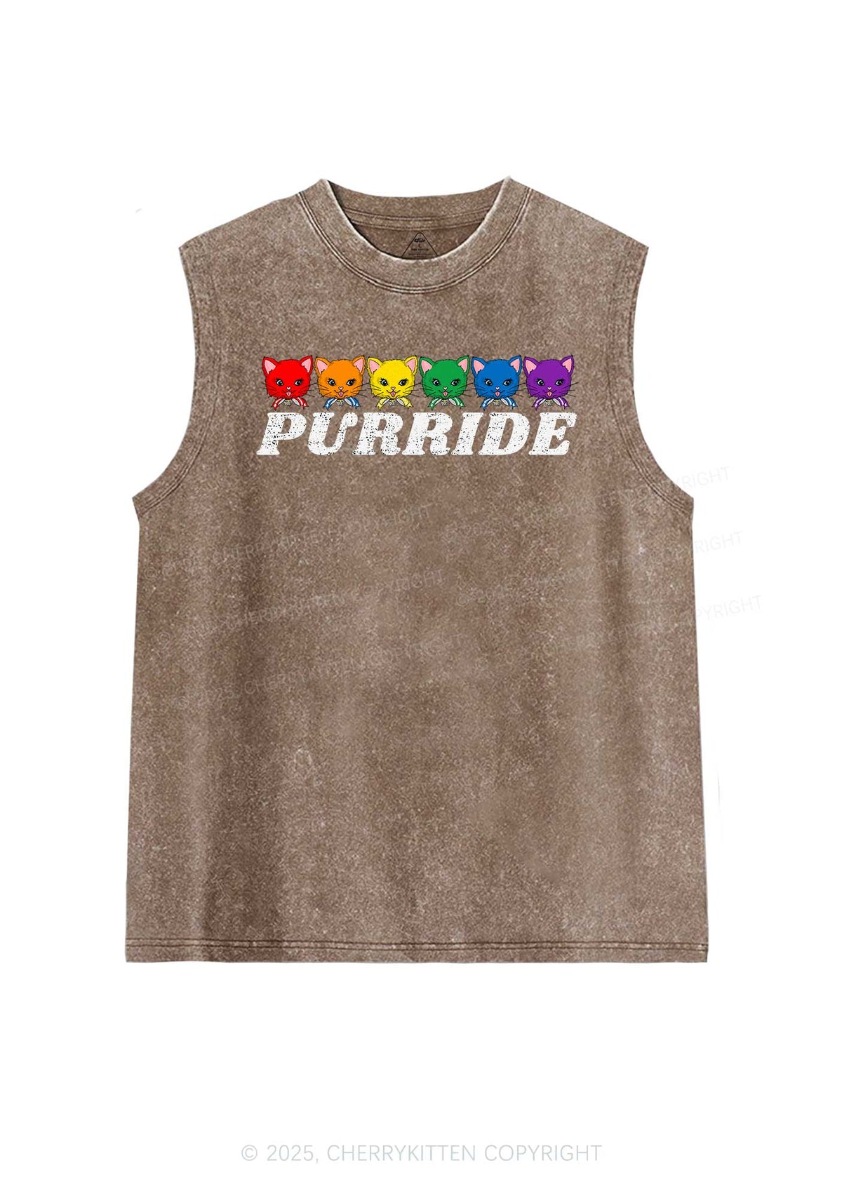 Purride Cat Pride Y2K Washed Muscle Tank Cherrykitten