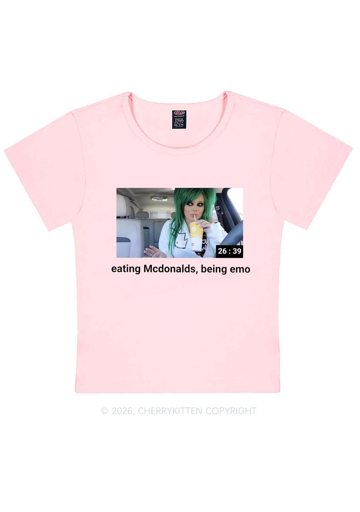 Eating Being Emo Y2K Baby Tee Cherrykitten