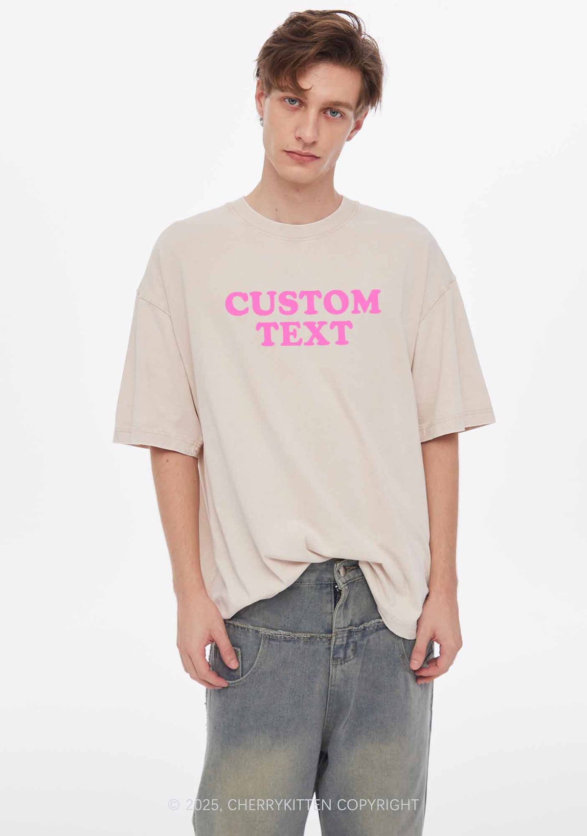 Custom Personalized Text Two Sides Y2K Shirts Washed Tee Cherrykitten