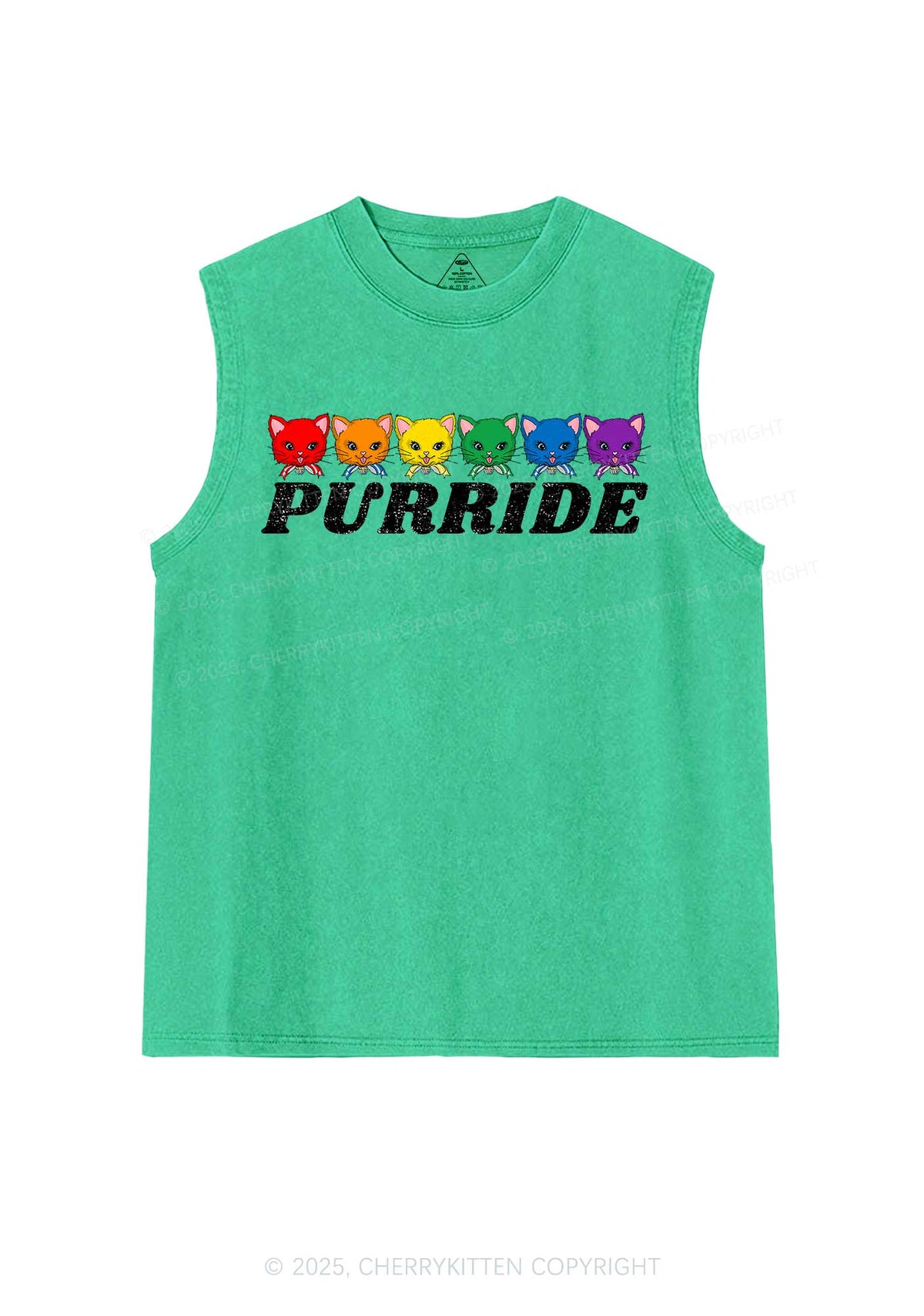 Purride Cat Pride Y2K Washed Muscle Tank Cherrykitten