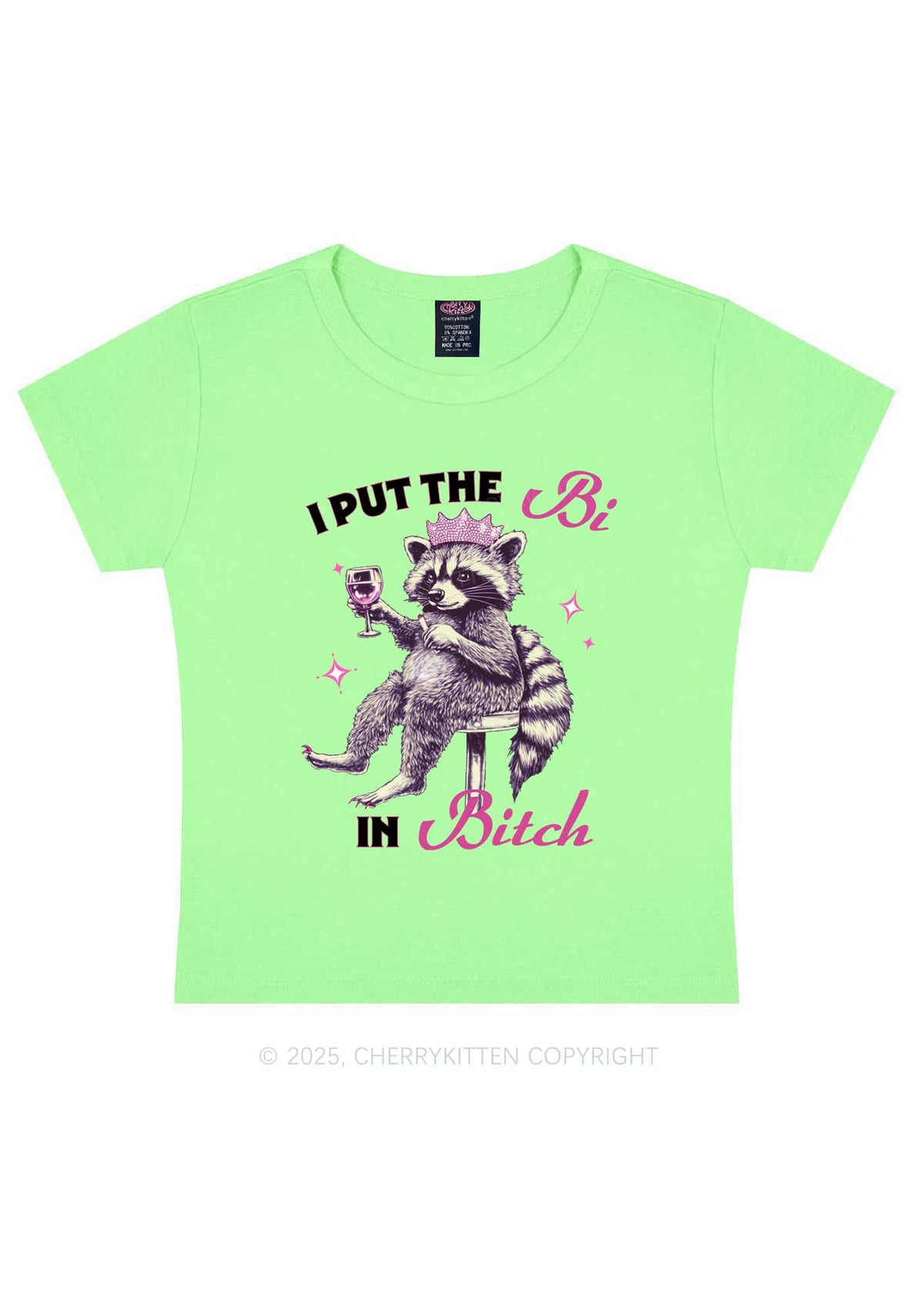 Bi Bxxch Raccoon Pride Y2K Baby Tee Cherrykitten