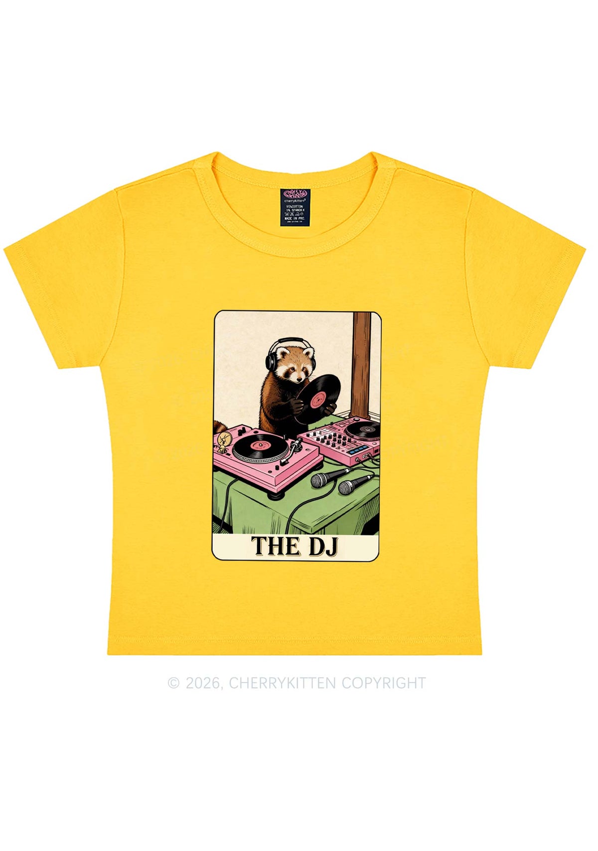 The DJ Raccoon Y2K Baby Tee Cherrykitten