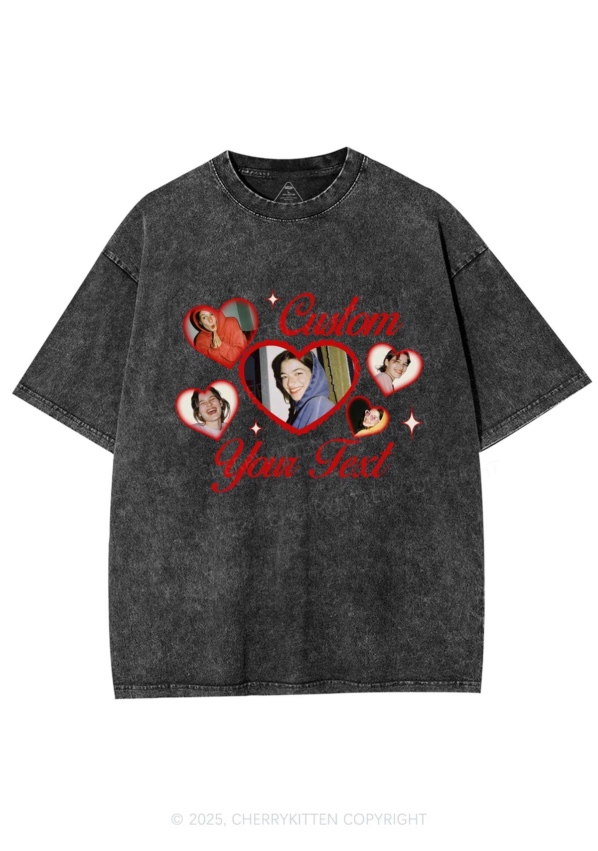 Custom Boyfriend Photos Y2K Valentine's Day Washed Tee Cherrykitten