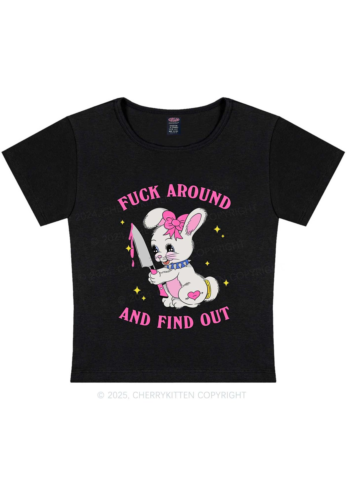 Fxxk Around Bunny Y2K Baby Tee Cherrykitten