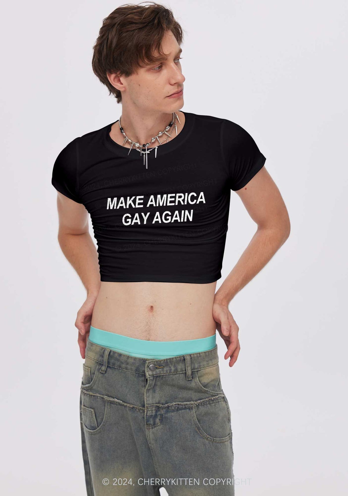 Make America Gay Again Y2K Baby Tee Cherrykitten