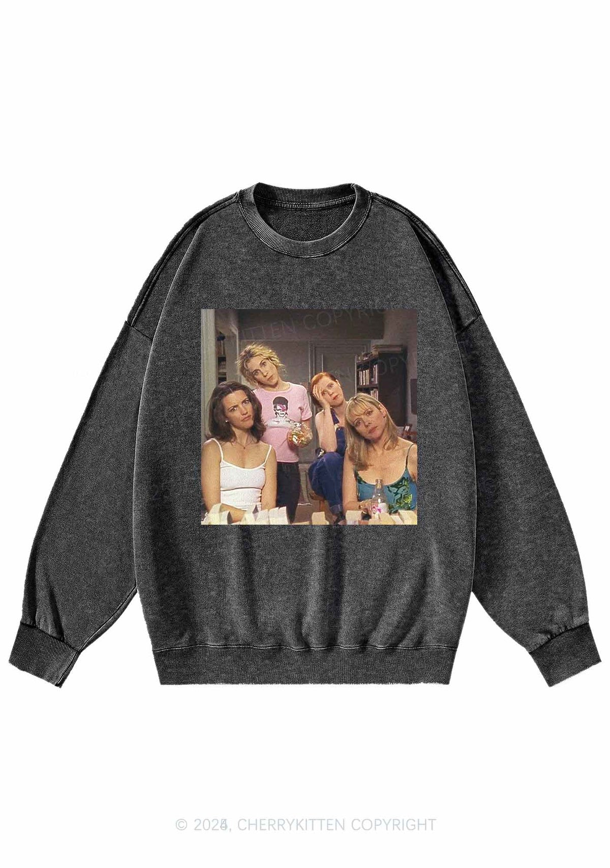 Girl Puzzled Y2K Washed Sweatshirts Cherrykitten