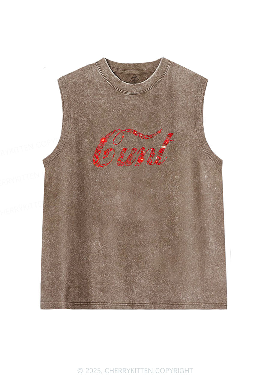 Rhinestone Special Cxxt Y2K Washed Muscle Tank Cherrykitten