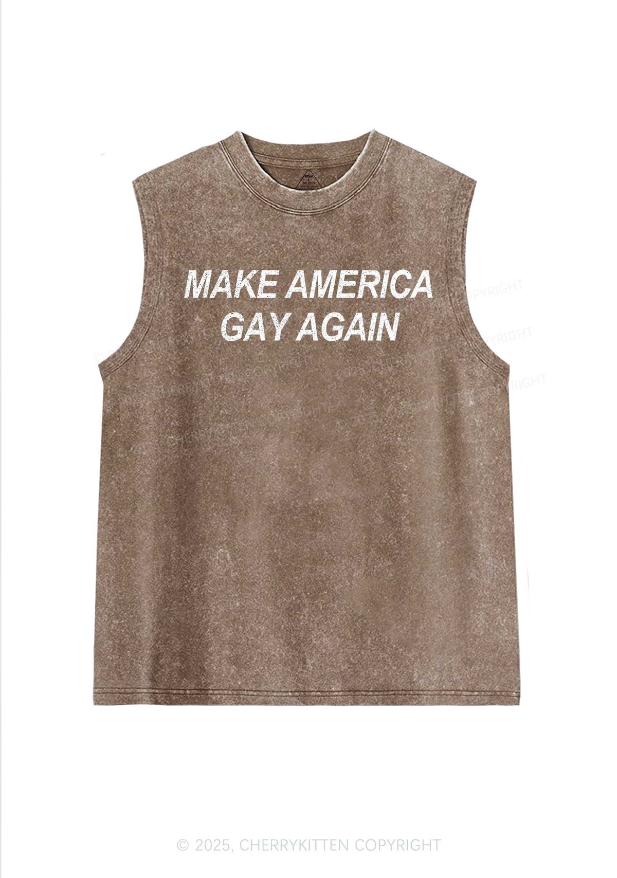 Make America Gay Again Pride Y2K Washed Muscle Tank Cherrykitten