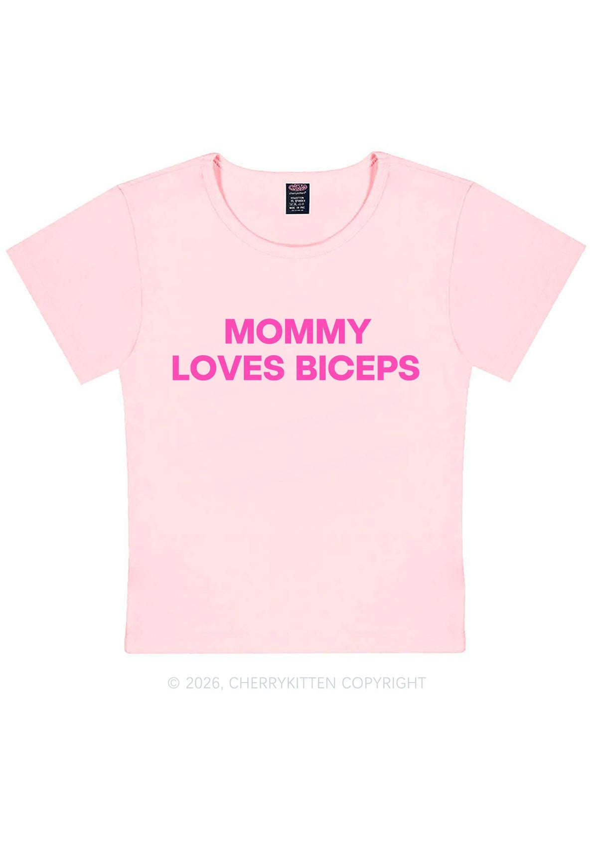Mommy Loves Biceps Y2K Baby Tee Cherrykitten
