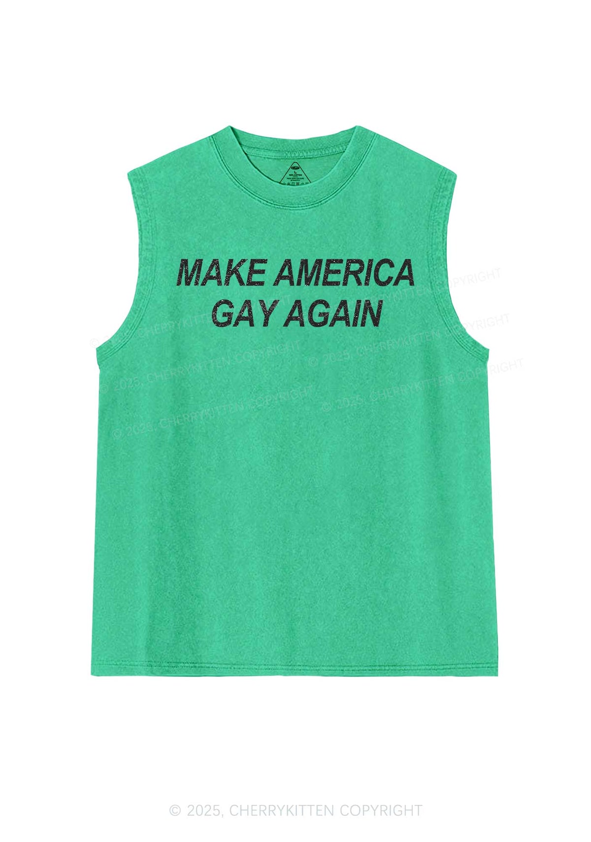 Make America Gay Again Pride Y2K Washed Muscle Tank Cherrykitten