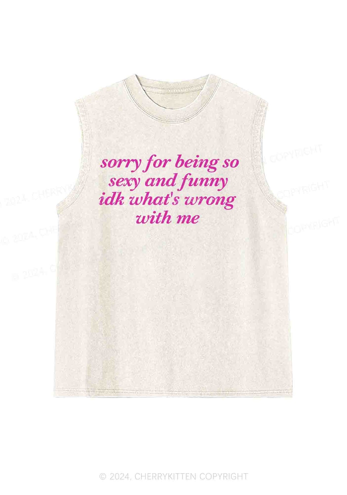 Sorry For Being So Funny Y2K Washed Tank Cherrykitten