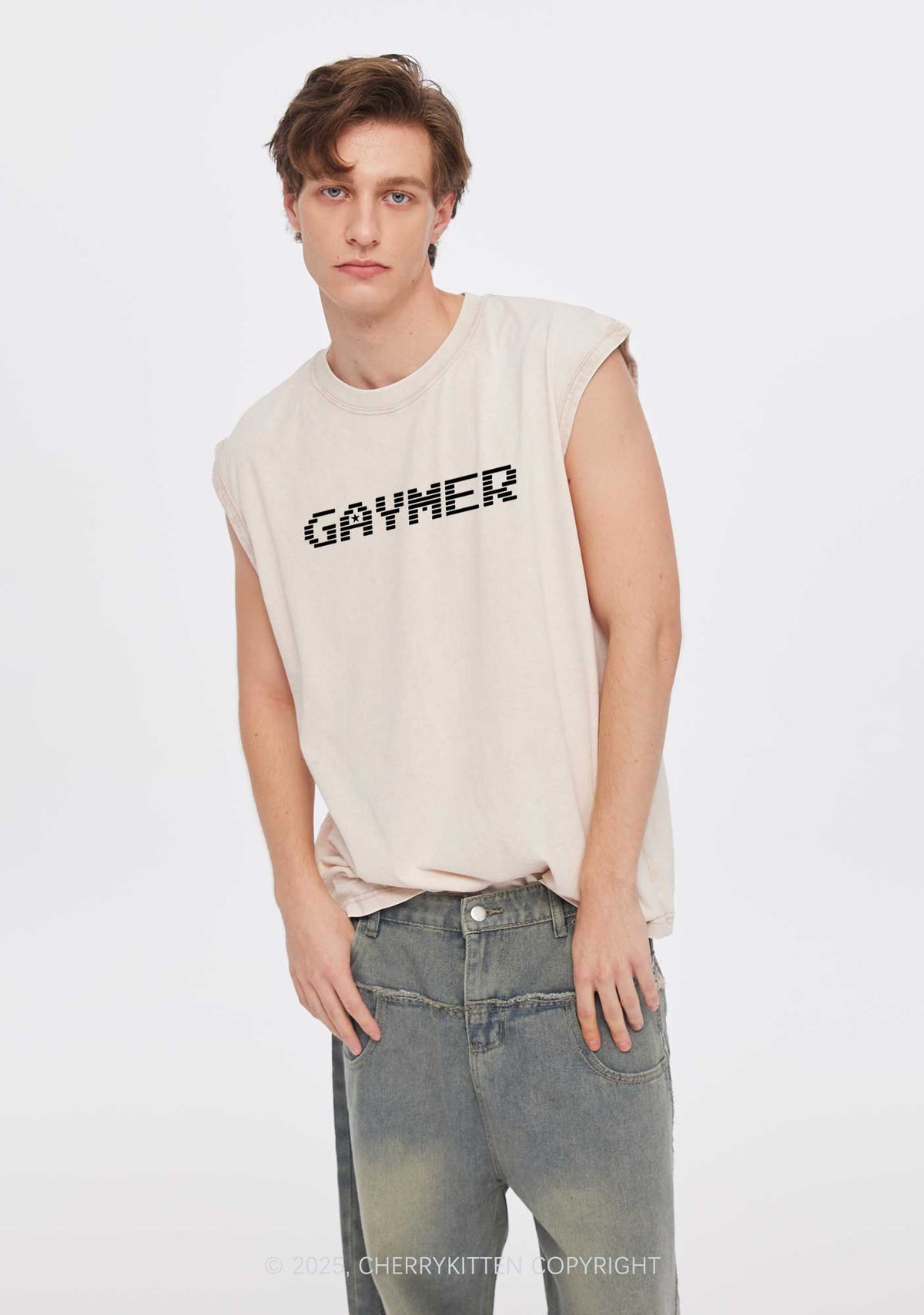 Gaymer Pride Y2K Washed Muscle Tank Cherrykitten
