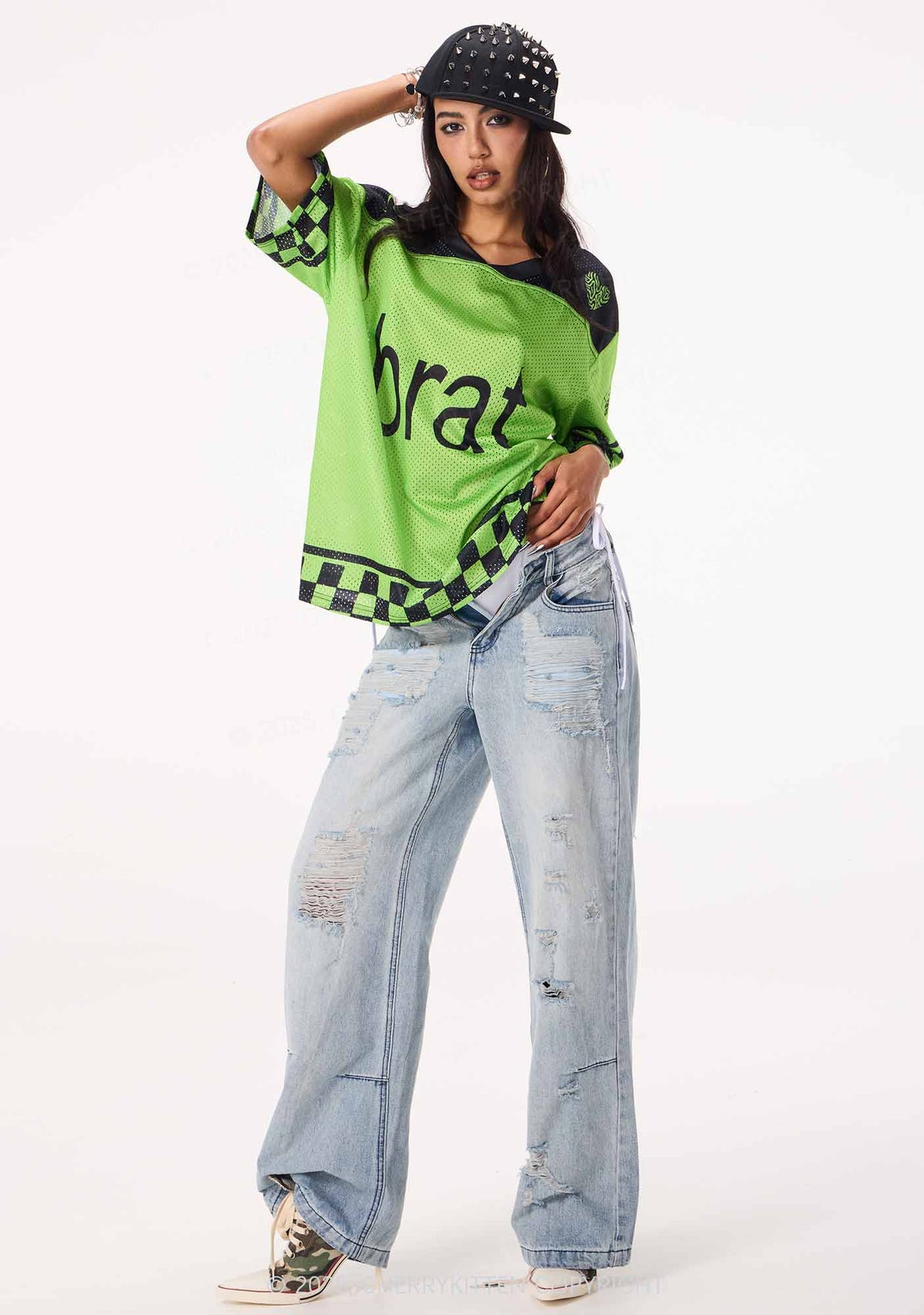 Green Brat Y2K Sport Jersey Shirts Cherrykitten
