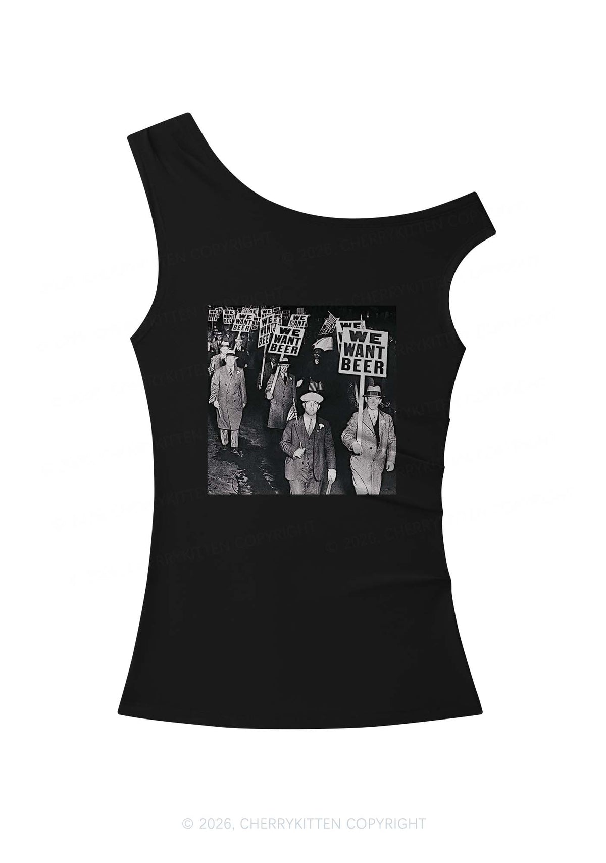 We Want Beer Y2K Off Shoulder Tank Top Cherrykitten
