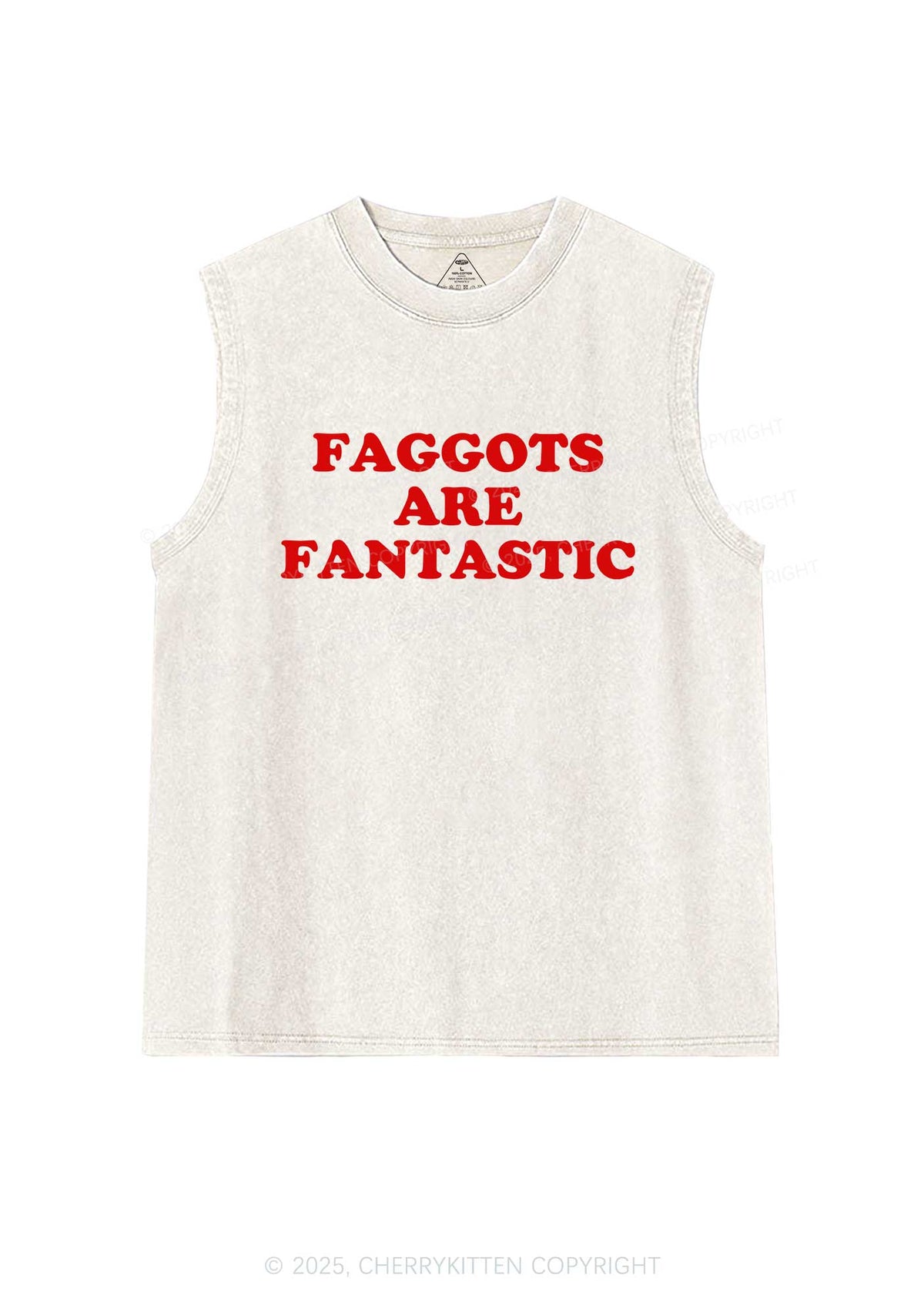 Faggots Are Fantastic Pride Y2K Washed Muscle Tank Cherrykitten