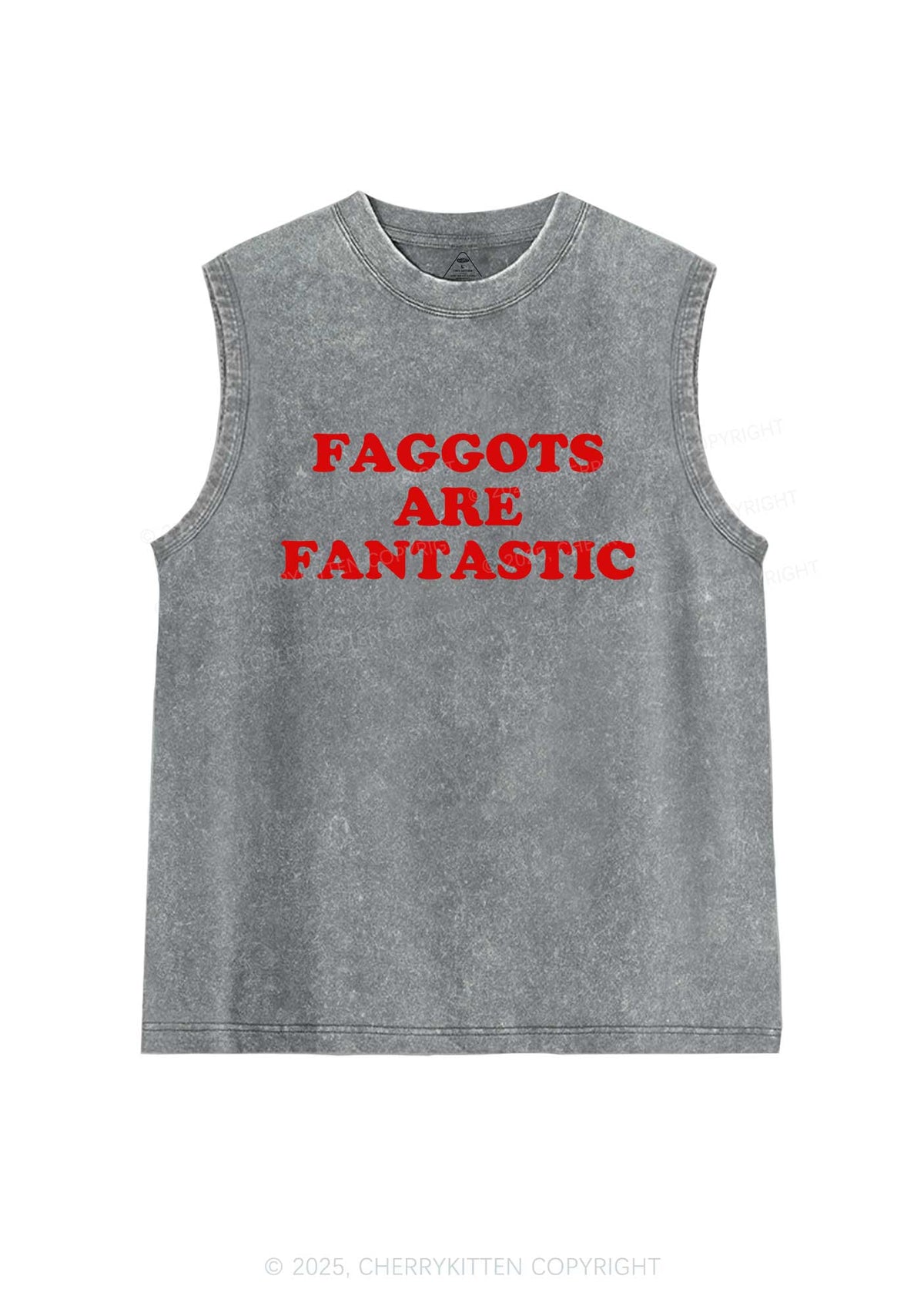 Faggots Are Fantastic Pride Y2K Washed Muscle Tank Cherrykitten