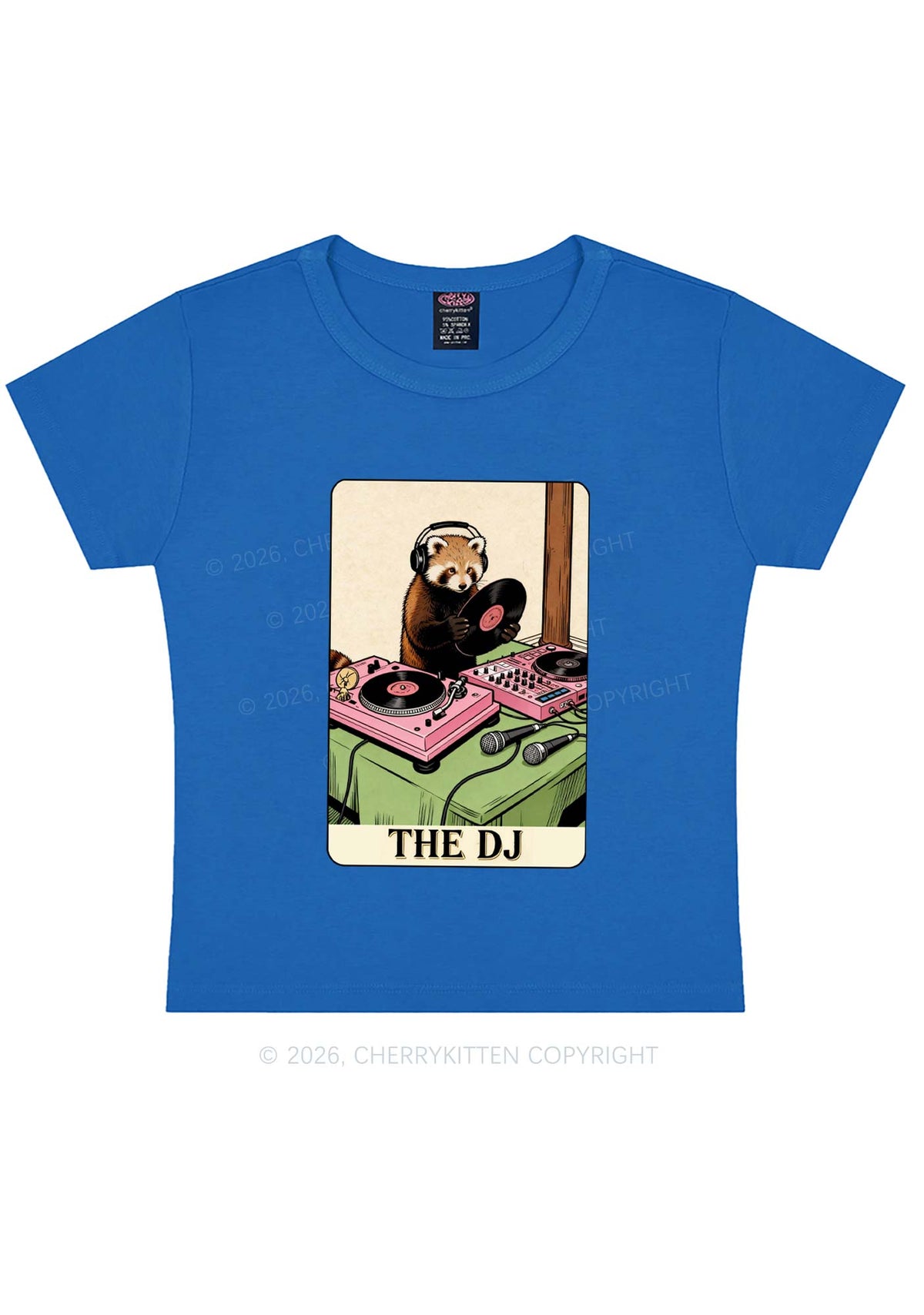 The DJ Raccoon Y2K Baby Tee Cherrykitten