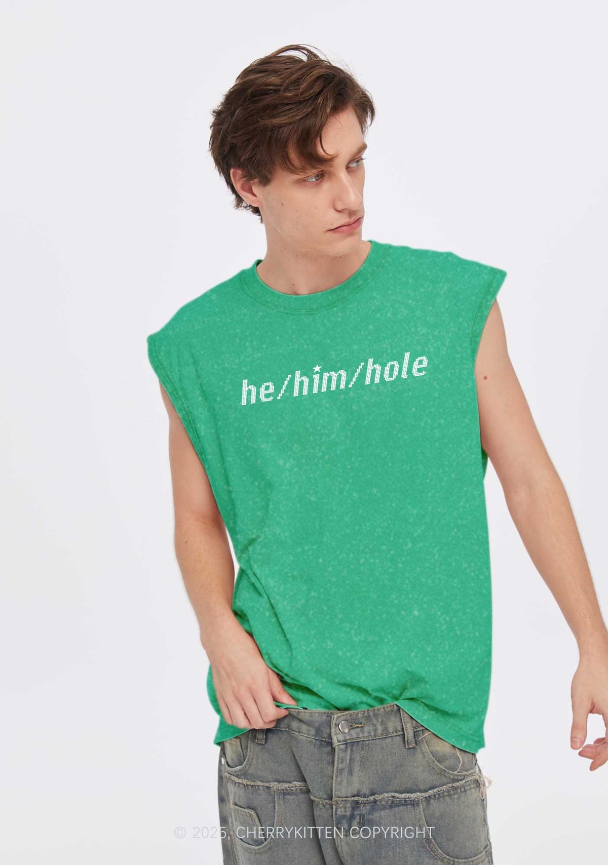 He Him Hole Pride Y2K Washed Muscle Tank Cherrykitten