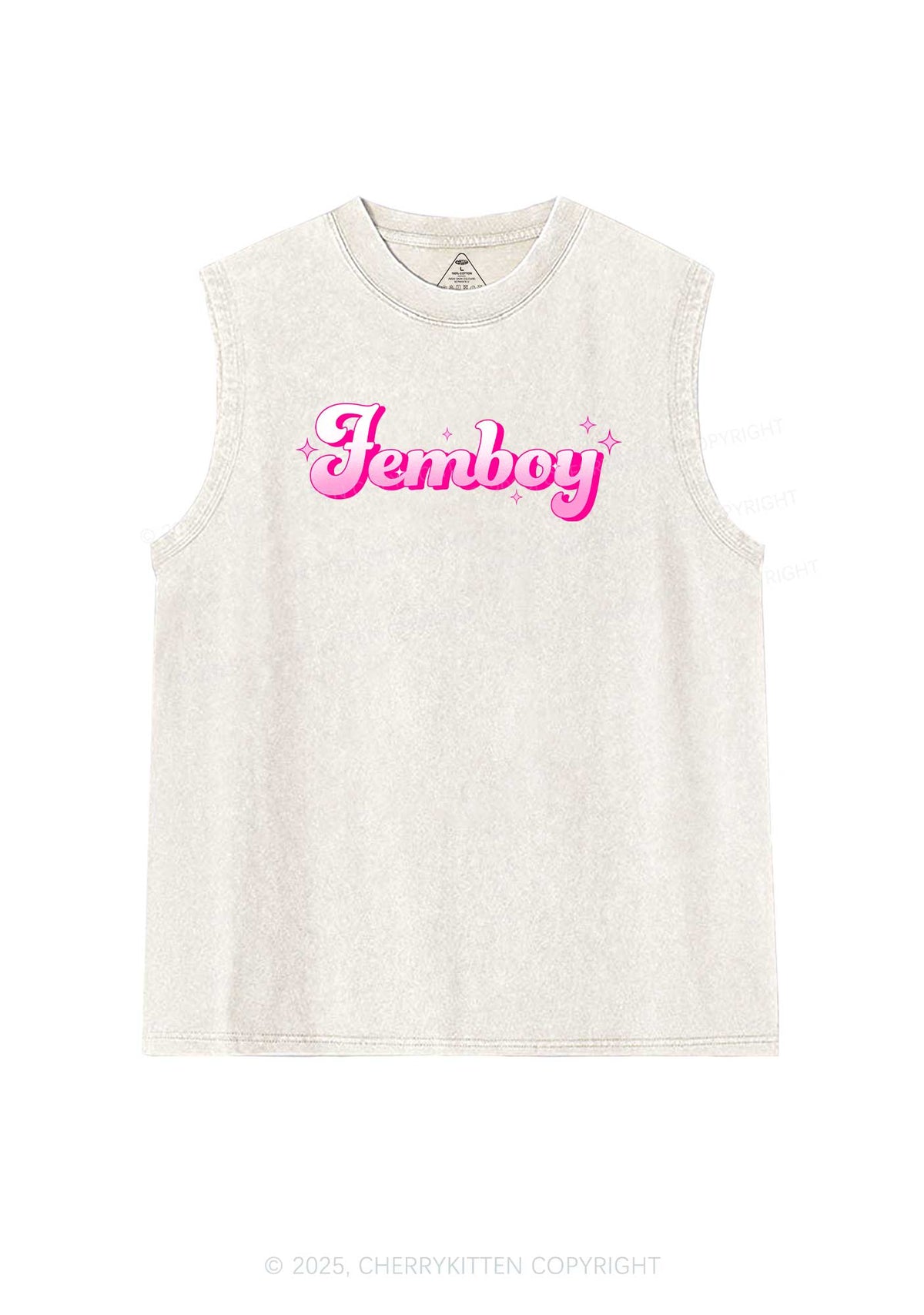Femboy Pride Y2K Washed Muscle Tank Cherrykitten