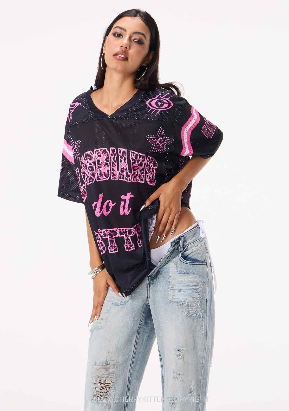 Custom Lesbians Do It Better Pride Y2K Mesh Jersey Shirts Cherrykitten