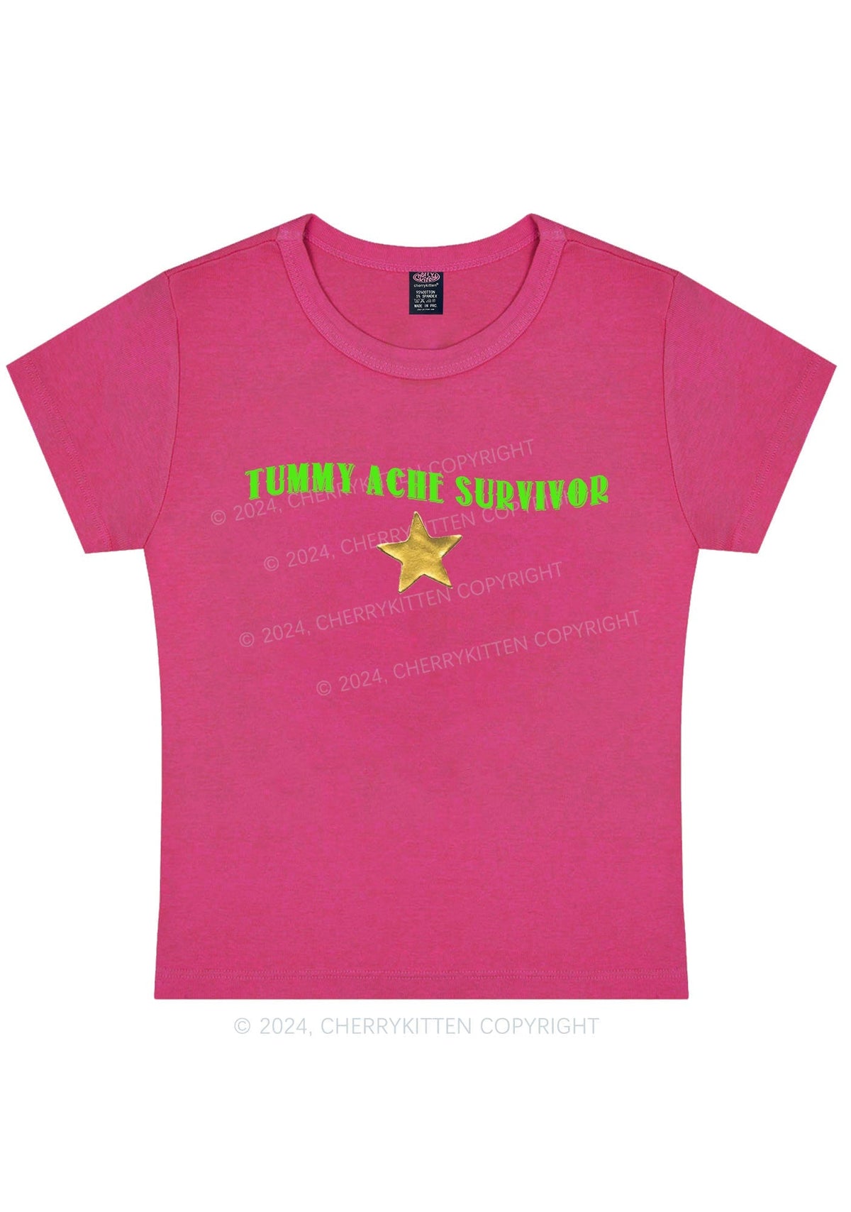 Tummy Ache Survivor Y2K Baby Tee Cherrykitten