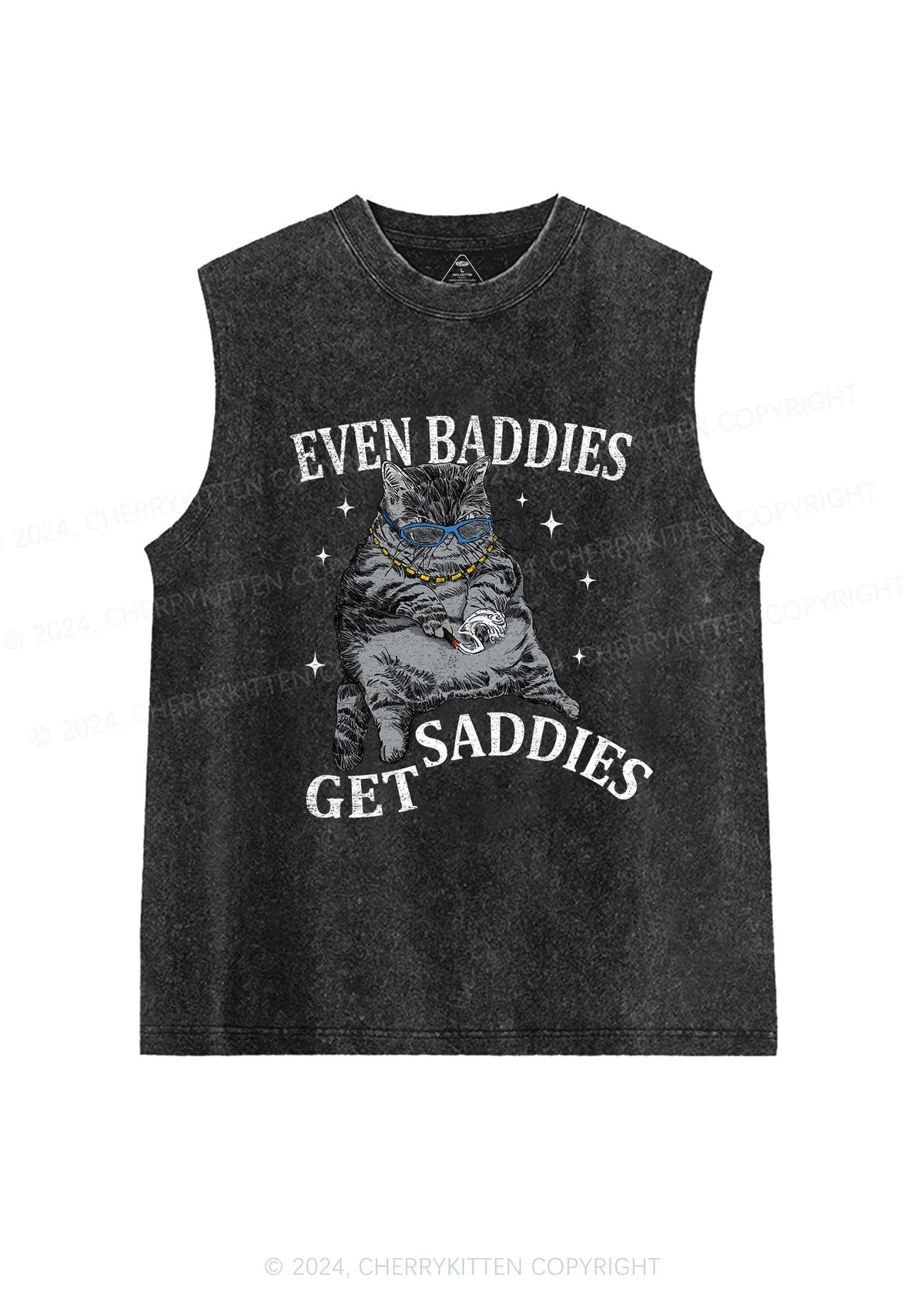 Even Baddies Get Saddies Y2K Washed Tank Cherrykitten