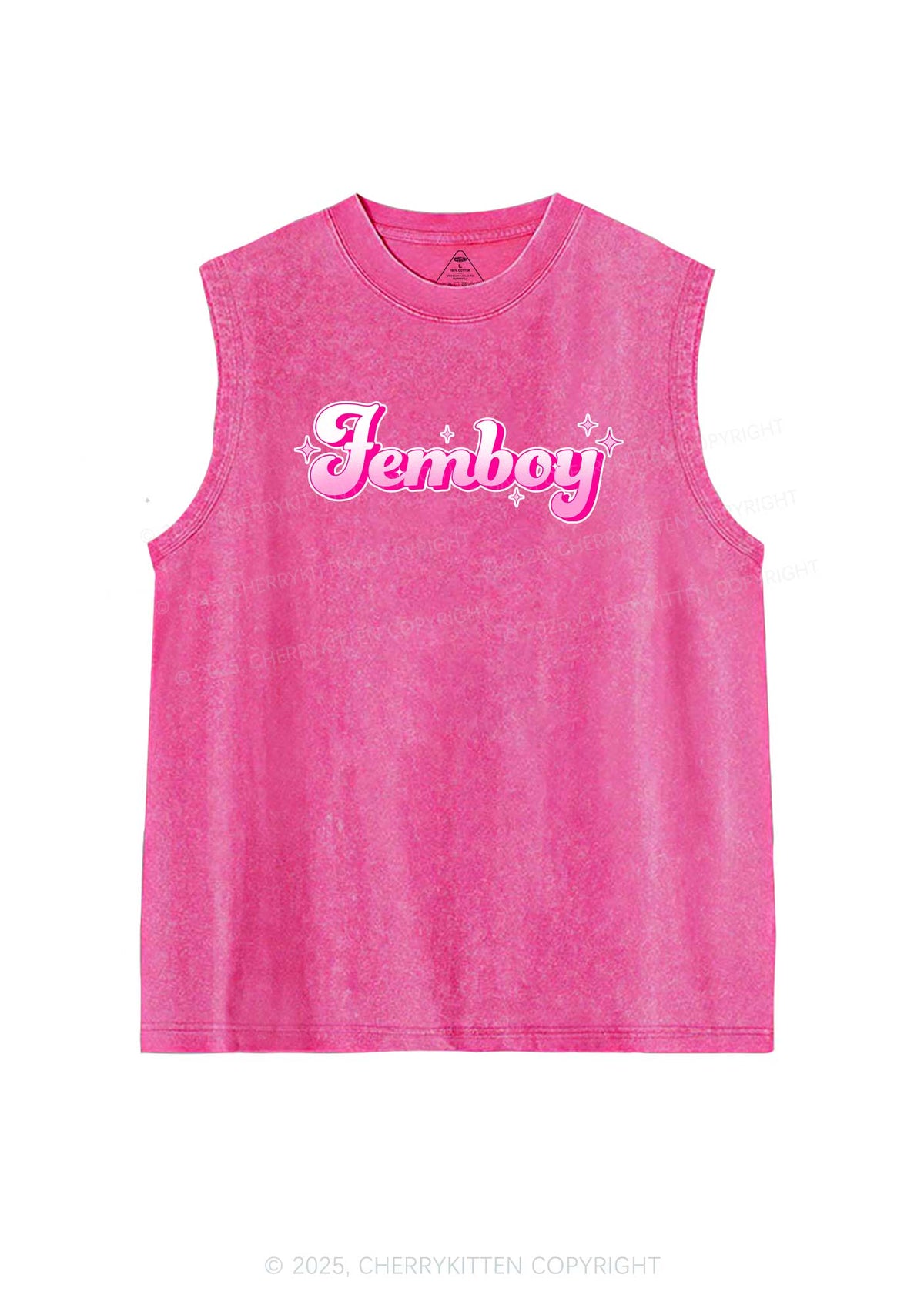 Femboy Pride Y2K Washed Muscle Tank Cherrykitten