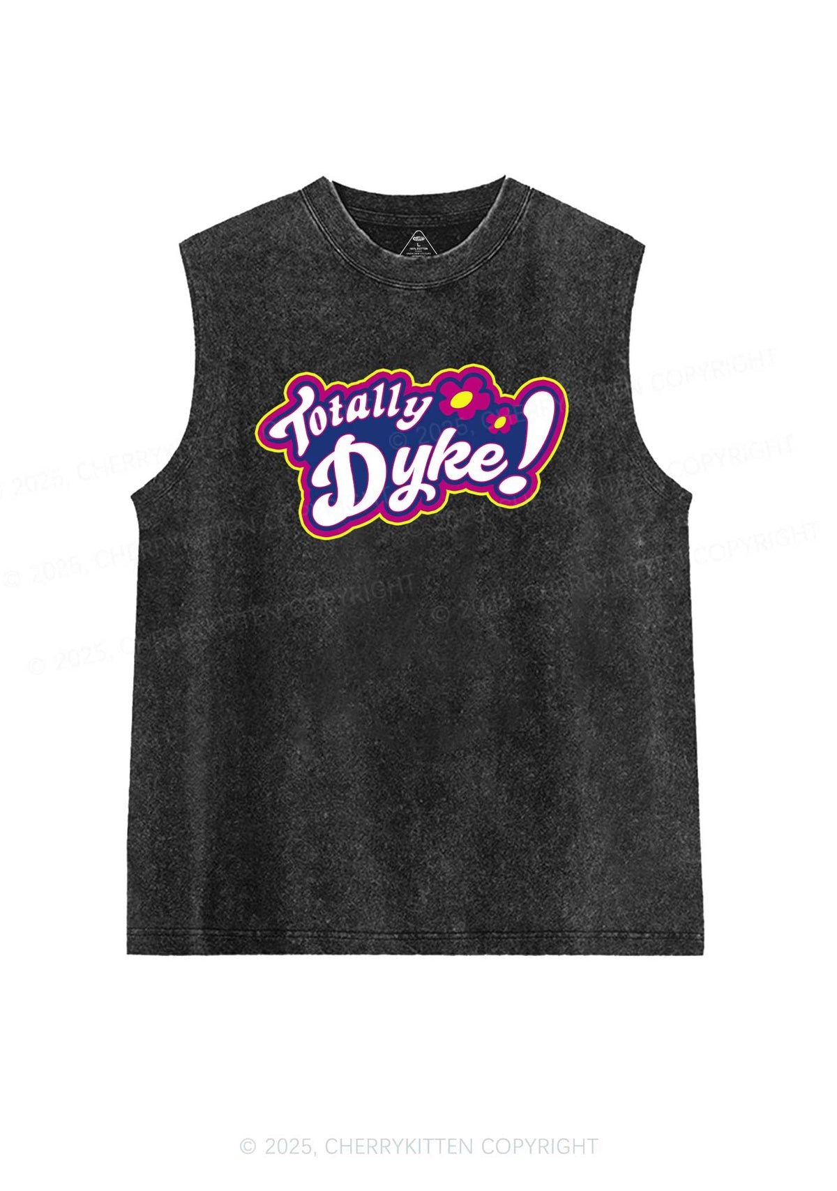 Totally Dyke Pride Y2K Washed Muscle Tank Cherrykitten