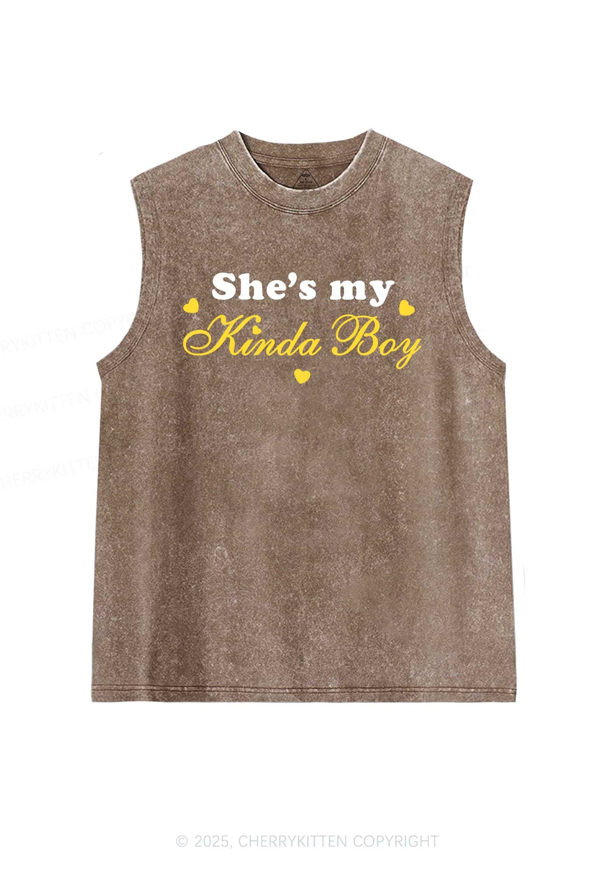 Shes My Kinda Boy Pride Y2K Washed Muscle Tank Cherrykitten