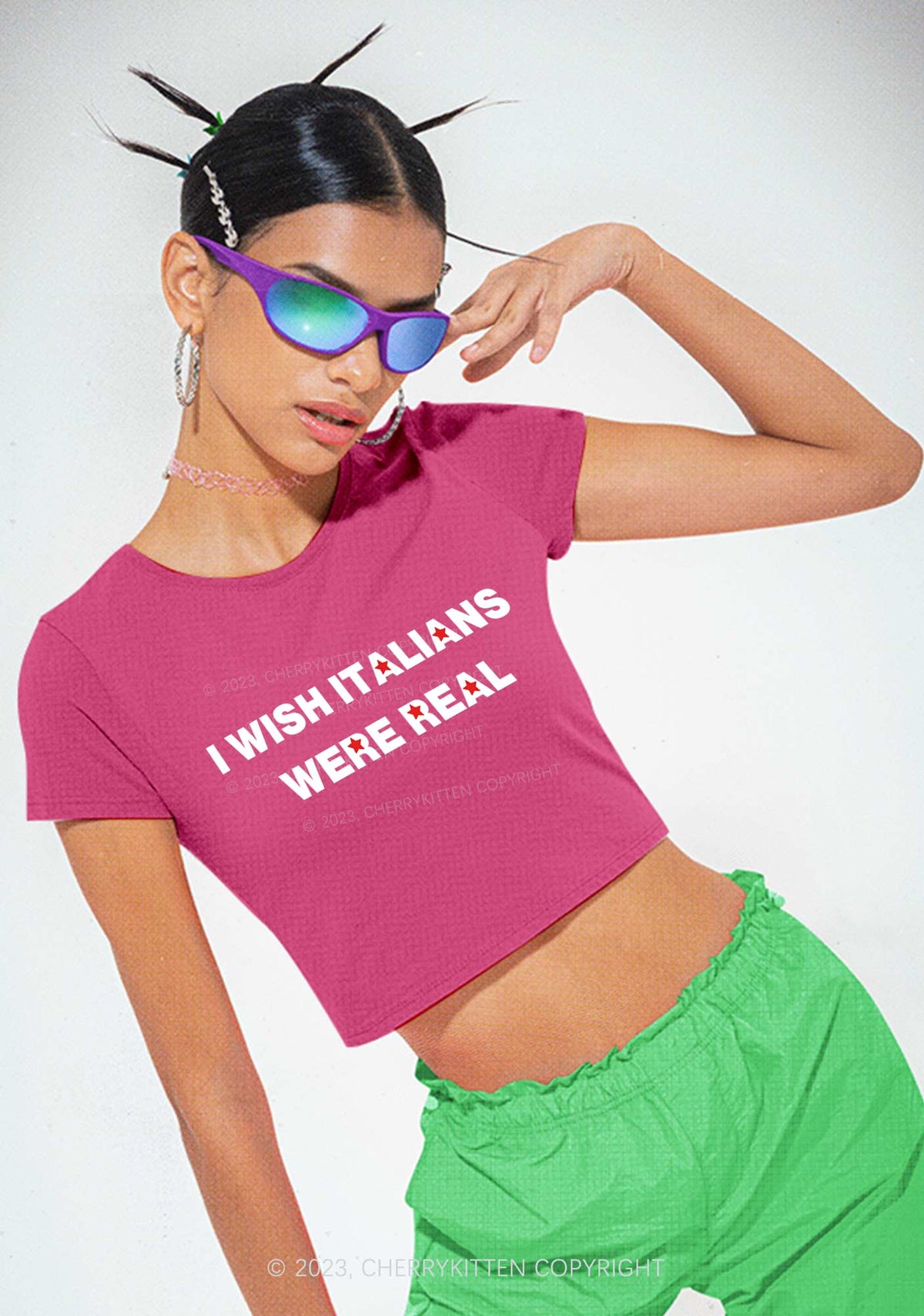 I Wish Italians Were Real Y2K Baby Tee Cherrykitten