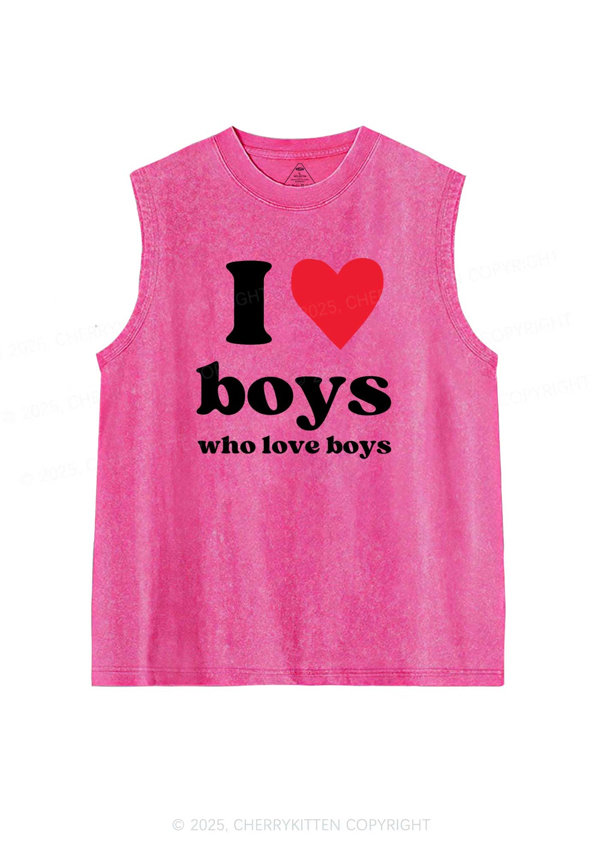 I Love Boys Pride Y2K Washed Muscle Tank Cherrykitten