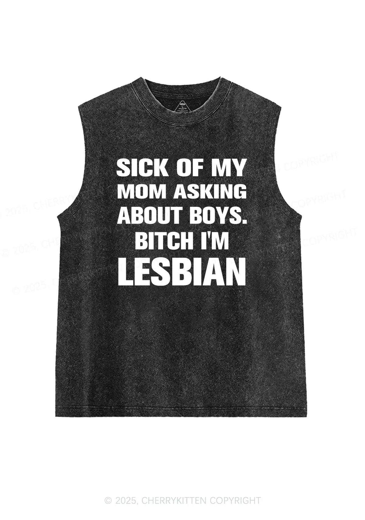 Bxxch Im Lesbian Pride Y2K Washed Muscle Tank Cherrykitten