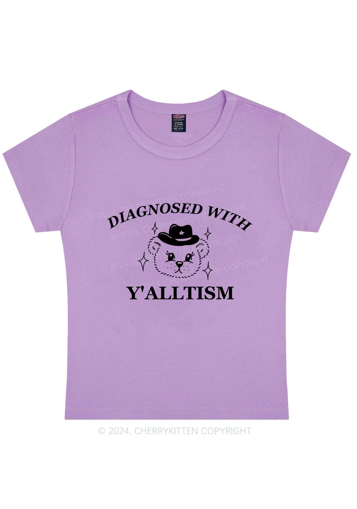 Curvy Diagnosed With Y'alltism Y2K Baby Tee Cherrykitten