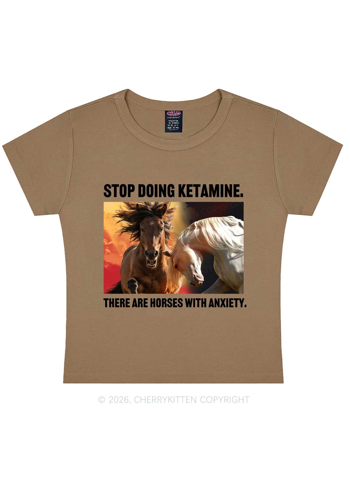 There Are Horses With Anxiety Y2K Baby Tee Cherrykitten