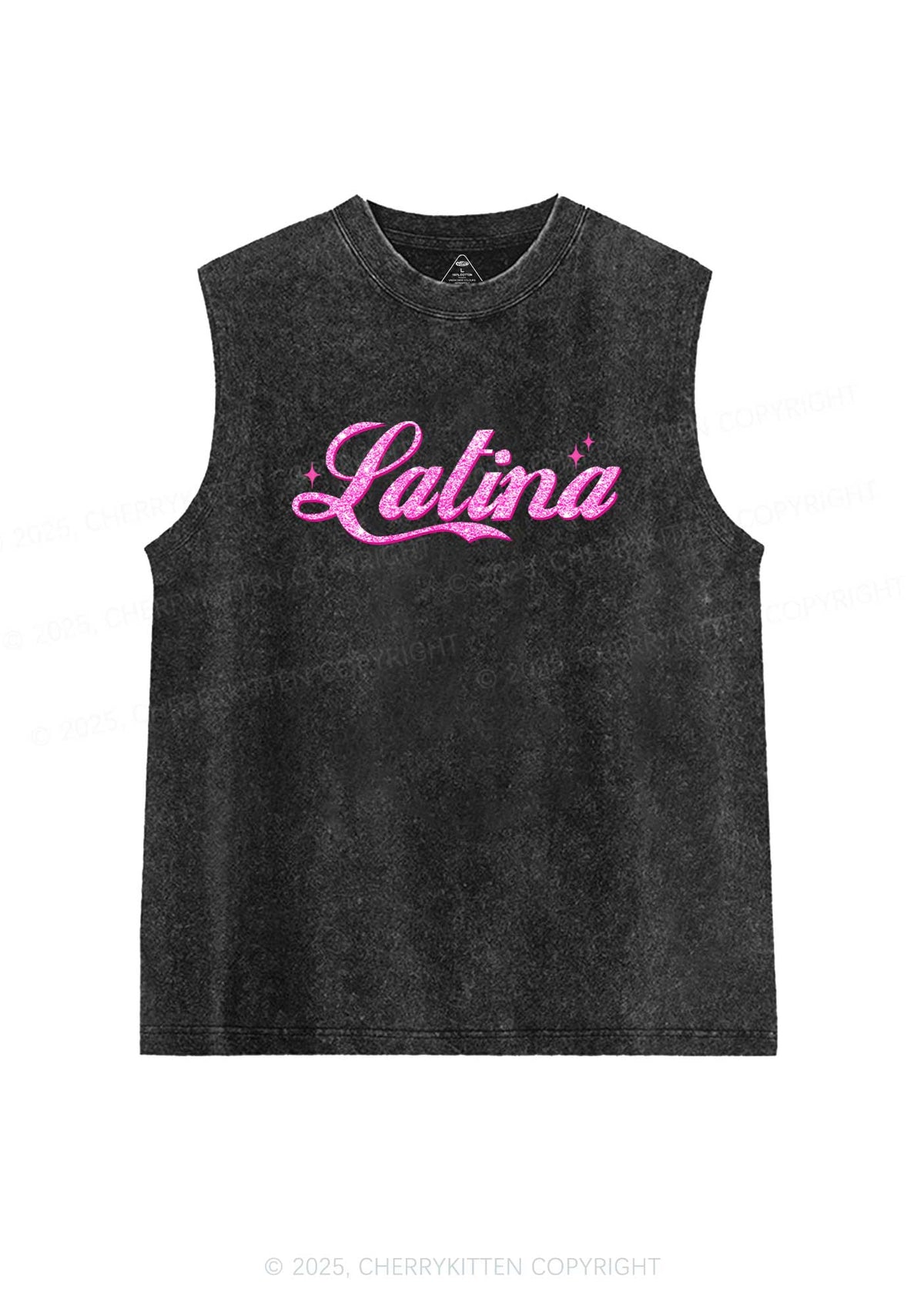 Pink Latina Y2K Washed Tank Cherrykitten