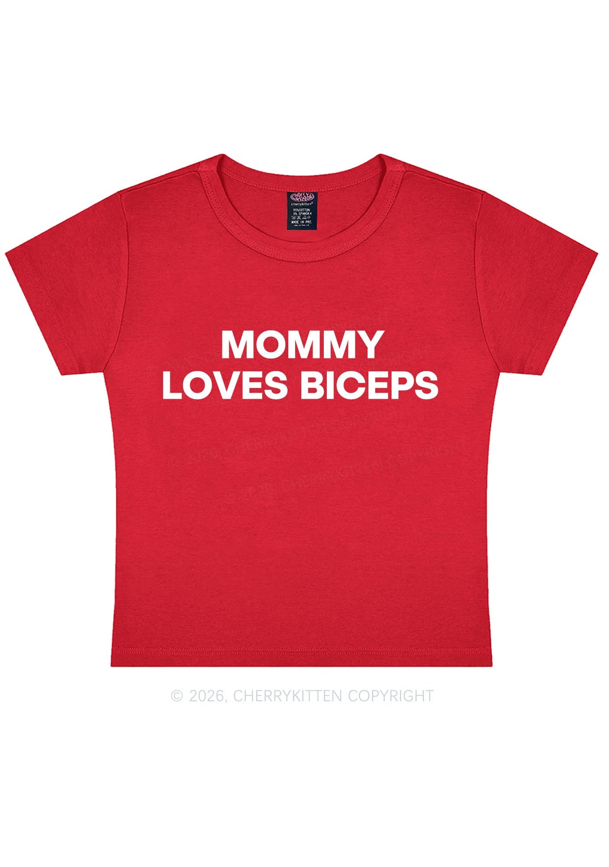 Mommy Loves Biceps Y2K Baby Tee Cherrykitten