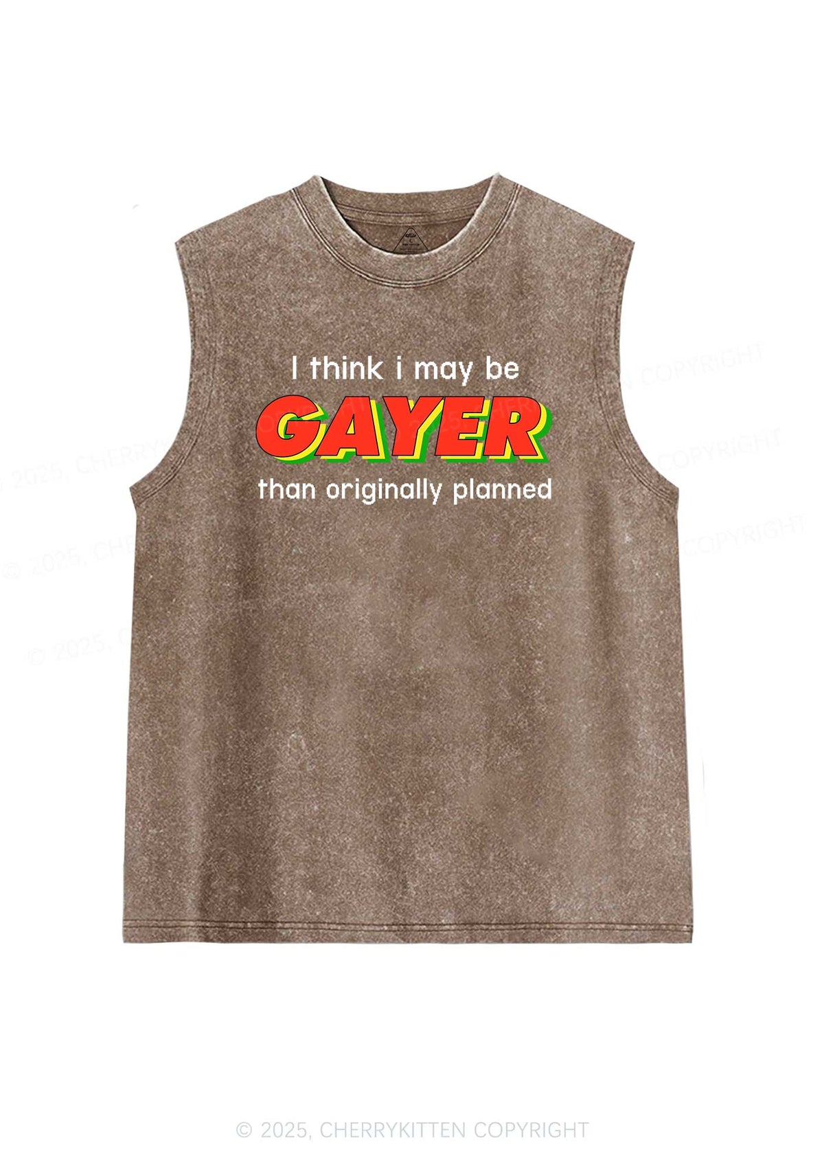 I May Be Gayer Pride Y2K Washed Muscle Tank Cherrykitten