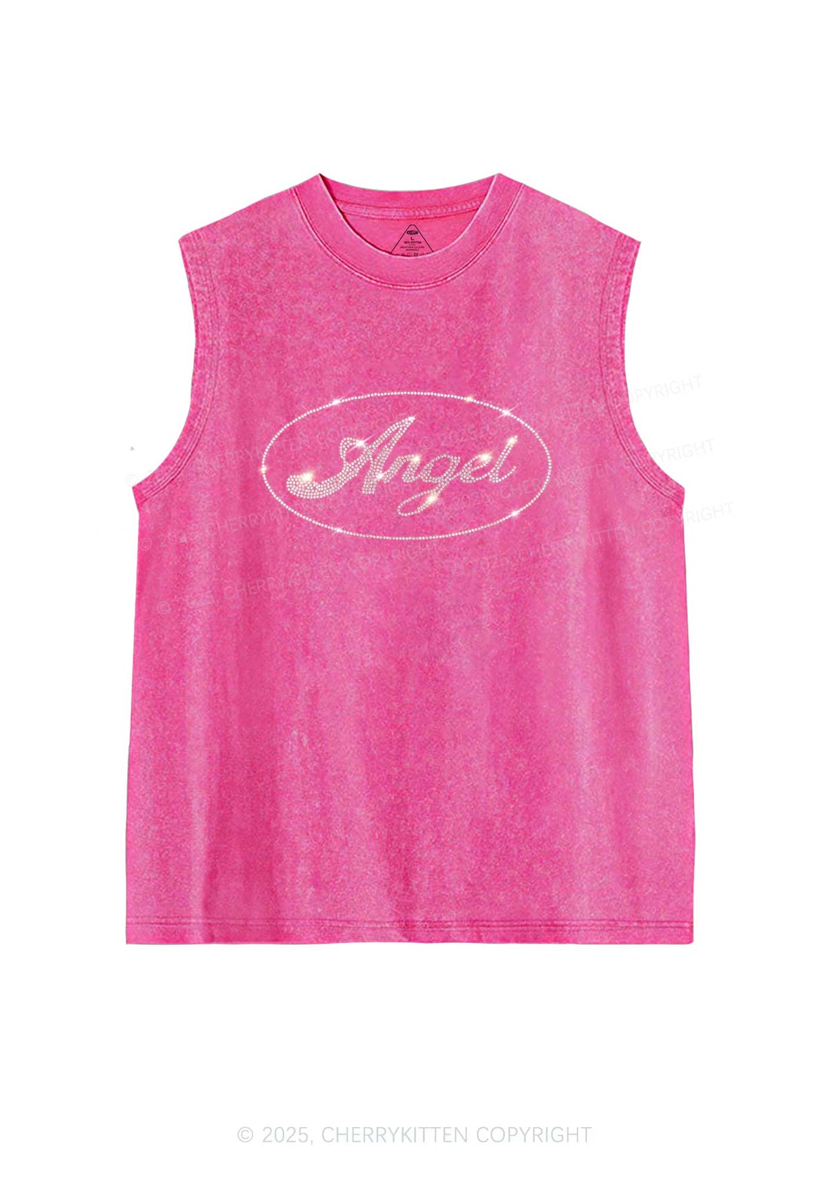 Rhinestone Angel Y2K Washed Muscle Tank Cherrykitten