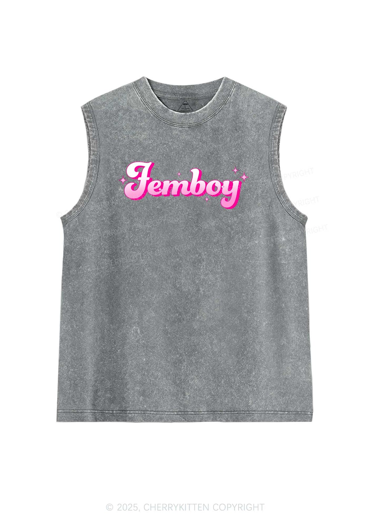 Femboy Pride Y2K Washed Muscle Tank Cherrykitten