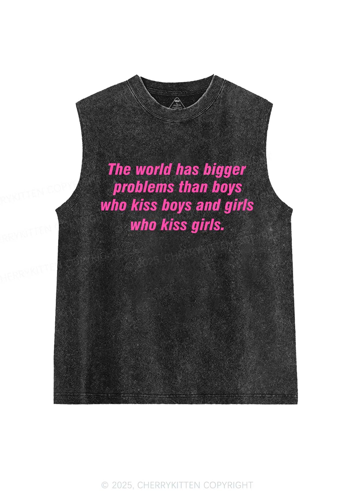 Who Kiss Girls Pride Y2K Washed Muscle Tank Cherrykitten